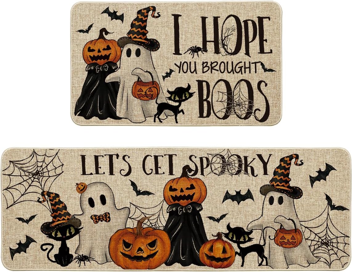 Artoid Mode Halloween Spider Web Kitchen Mats Set of 2