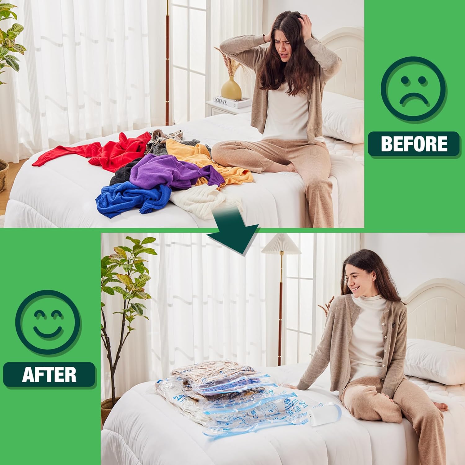 HIBAG Vacuum Storage Bags with Electric Pump 10 Pack