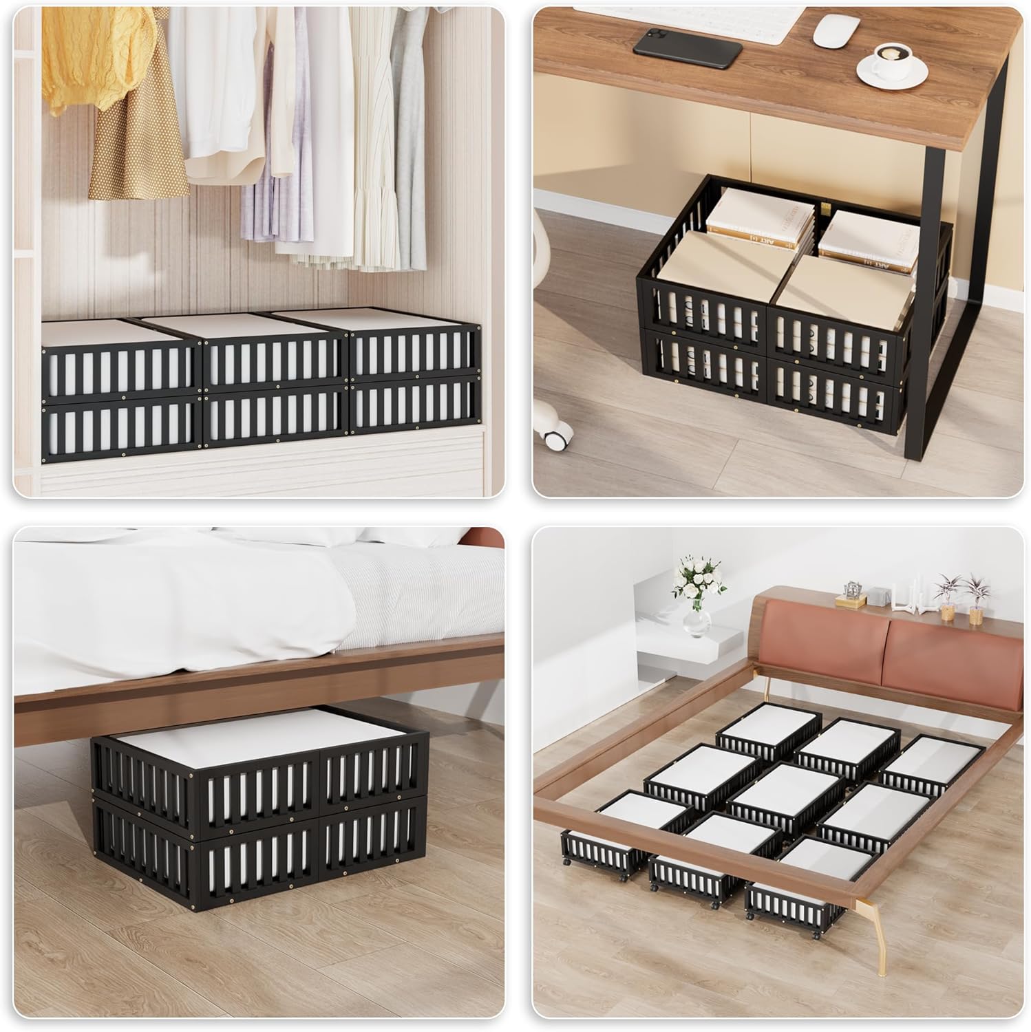Bamboo Under Bed Storage with Wheels 2 Pack