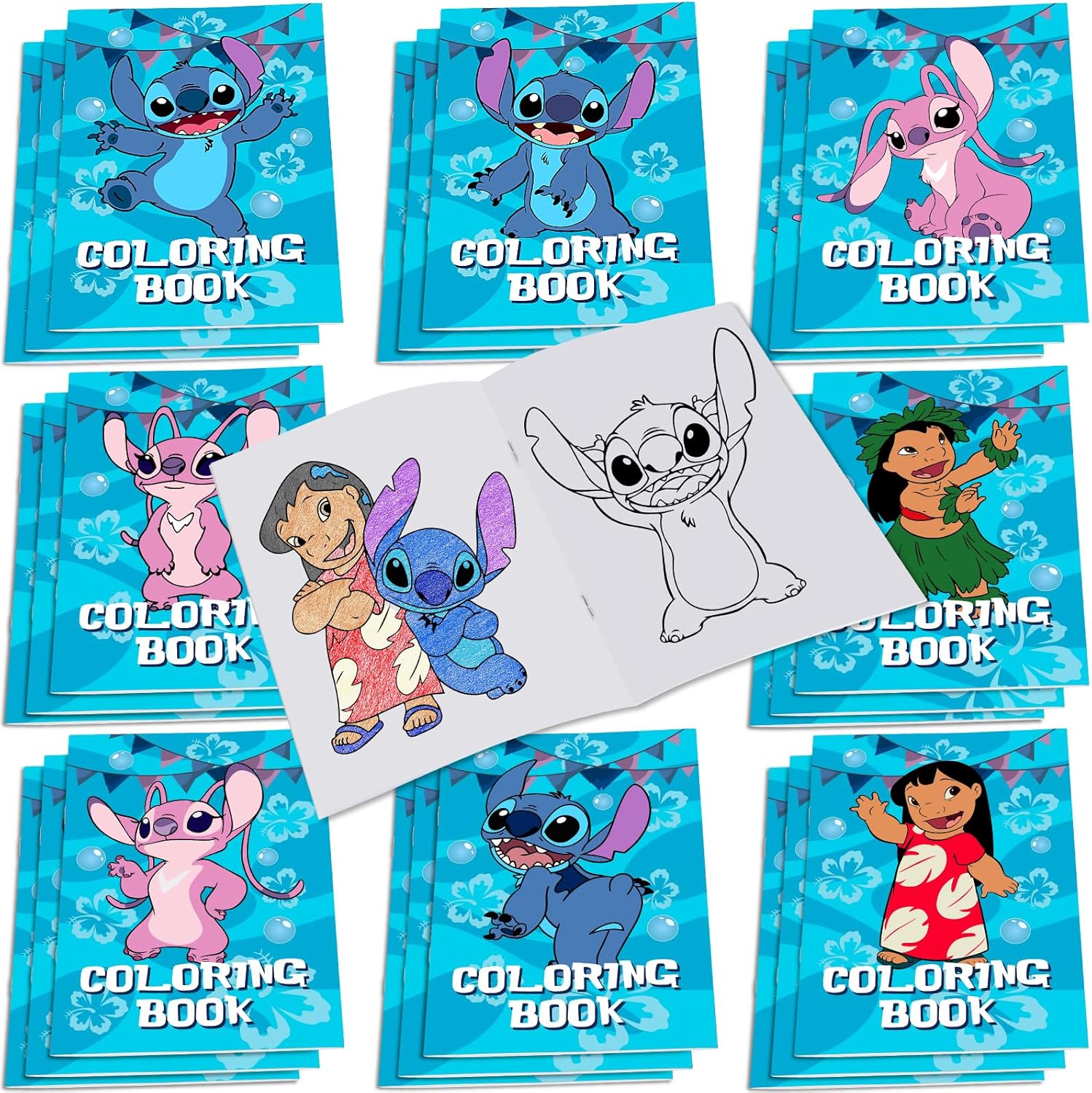 Cloira Stitch Party Supplies Set 24Pcs Coloring Books