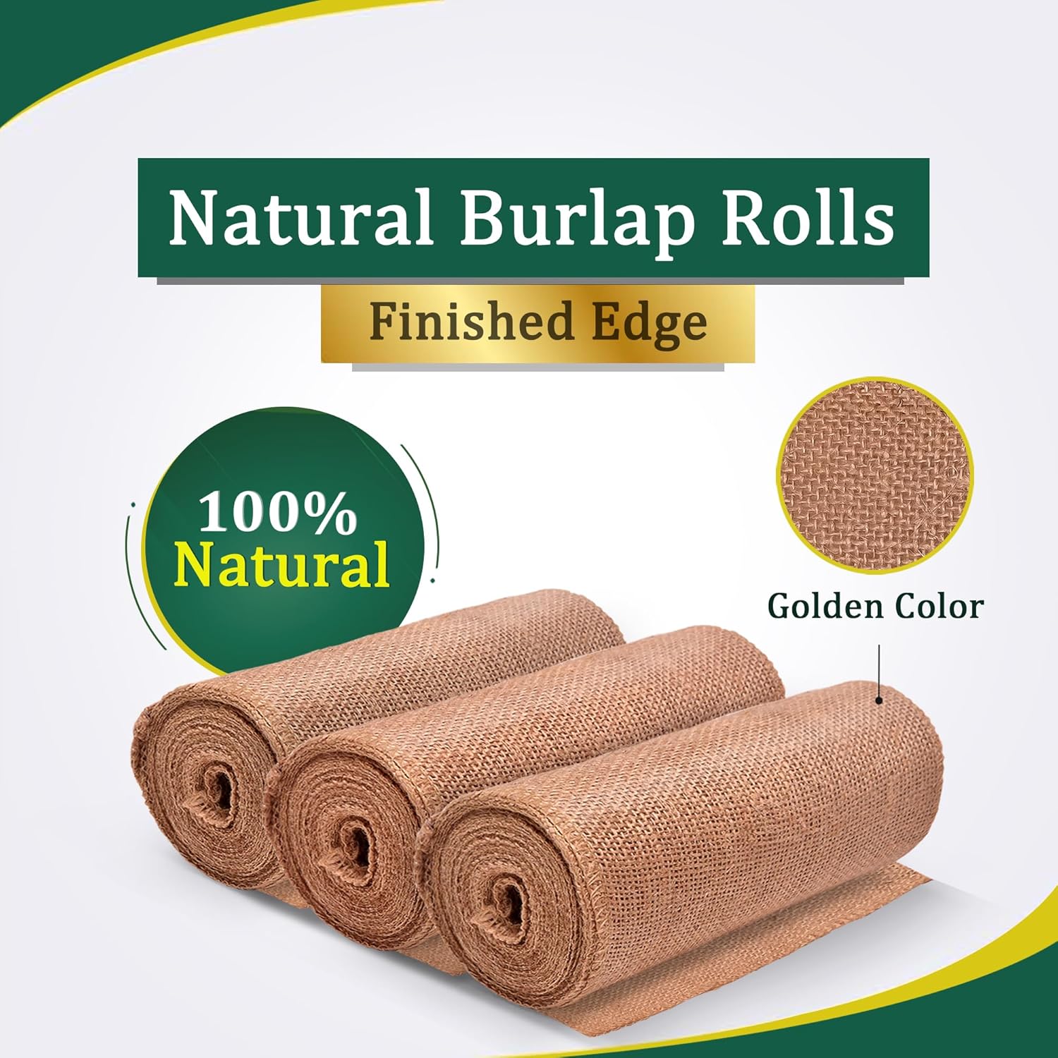 FIBEUSION Burlap Table Runner 6 x 30ft No-Fray Edge