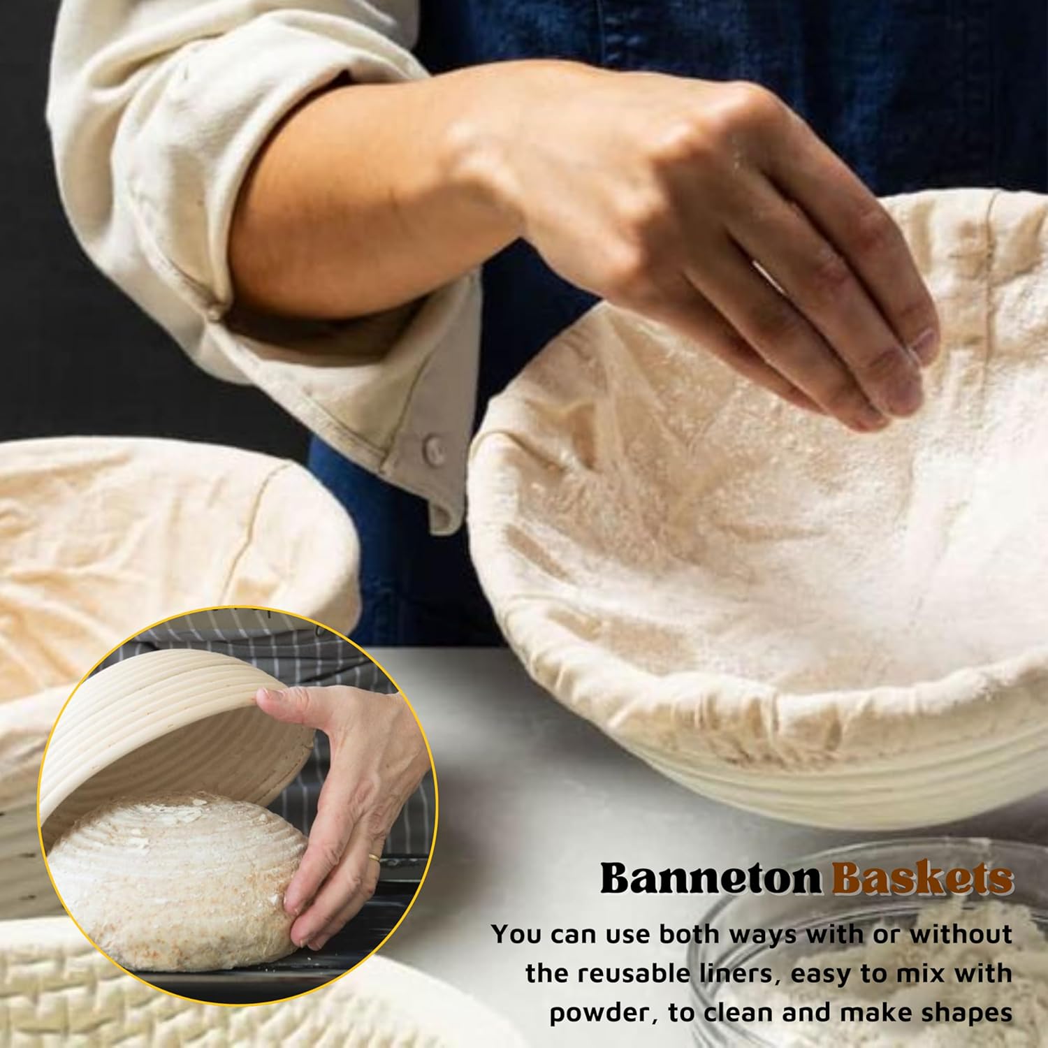 KOLNAMDINH Bread Proofing Baskets Set of 2 9in Round