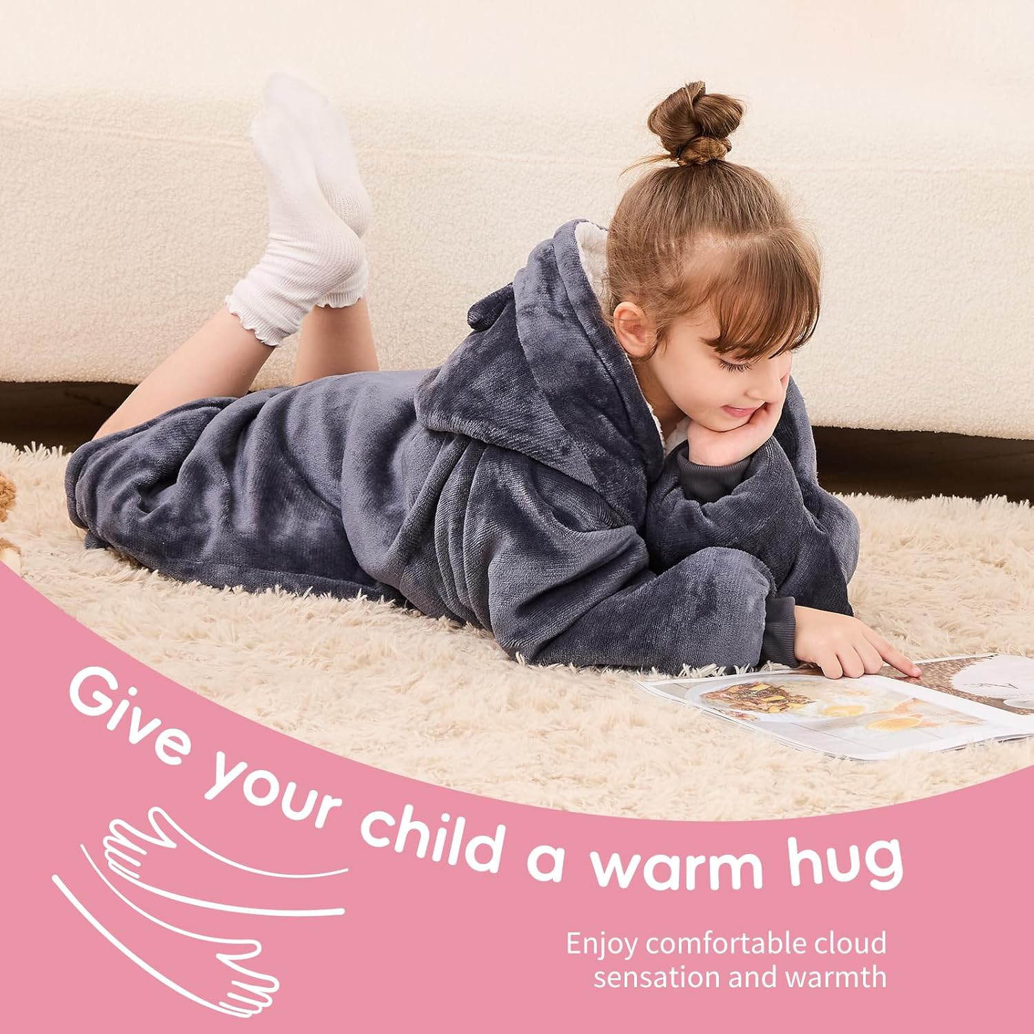 Yescool Wearable Blanket Hoodie for Kids