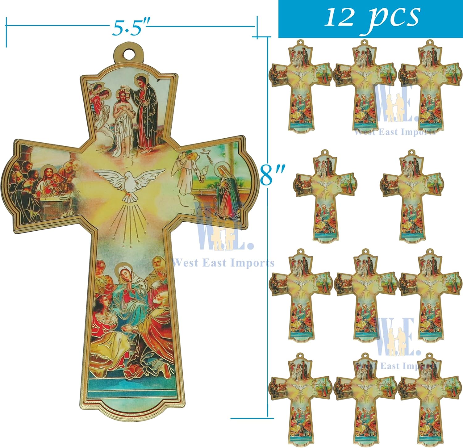 WE 12 Pcs Holy Spirit Wall Cross Baptism Favor