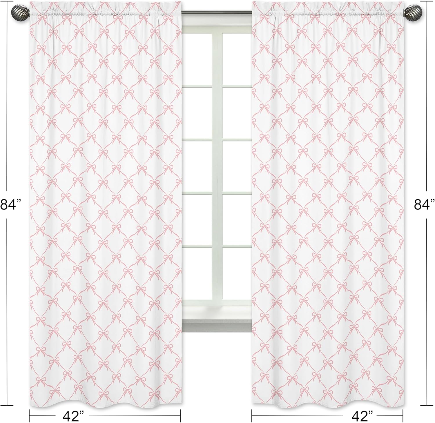 Sweet Jojo Designs 2 Panel Window Curtains 84in Pink Bows