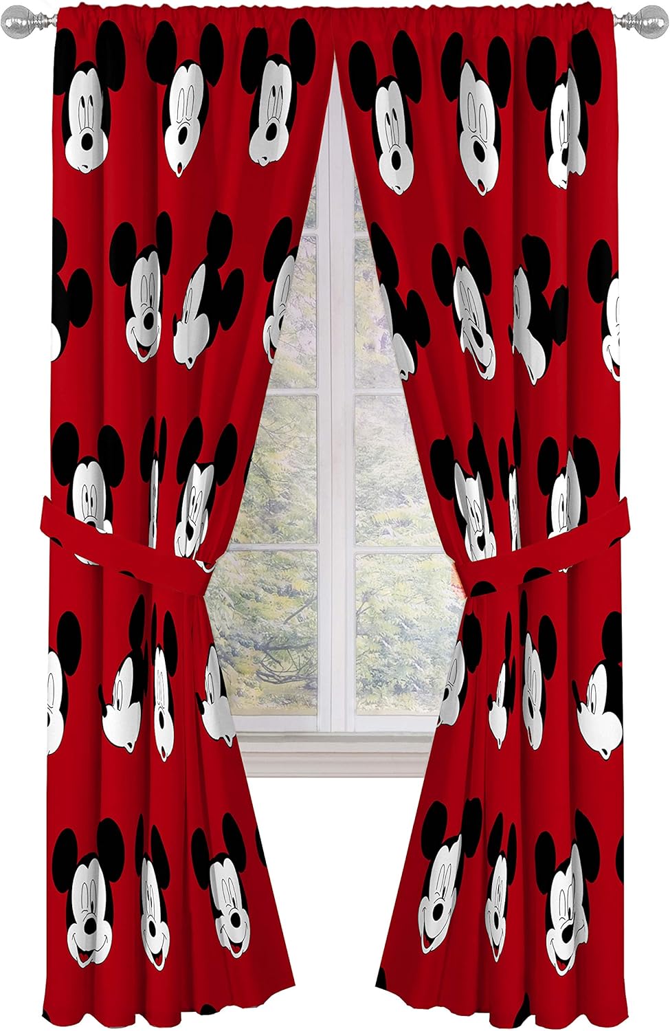 Jay Franco Kids Window Drapes Mickey Mouse Red 84 Inch Set