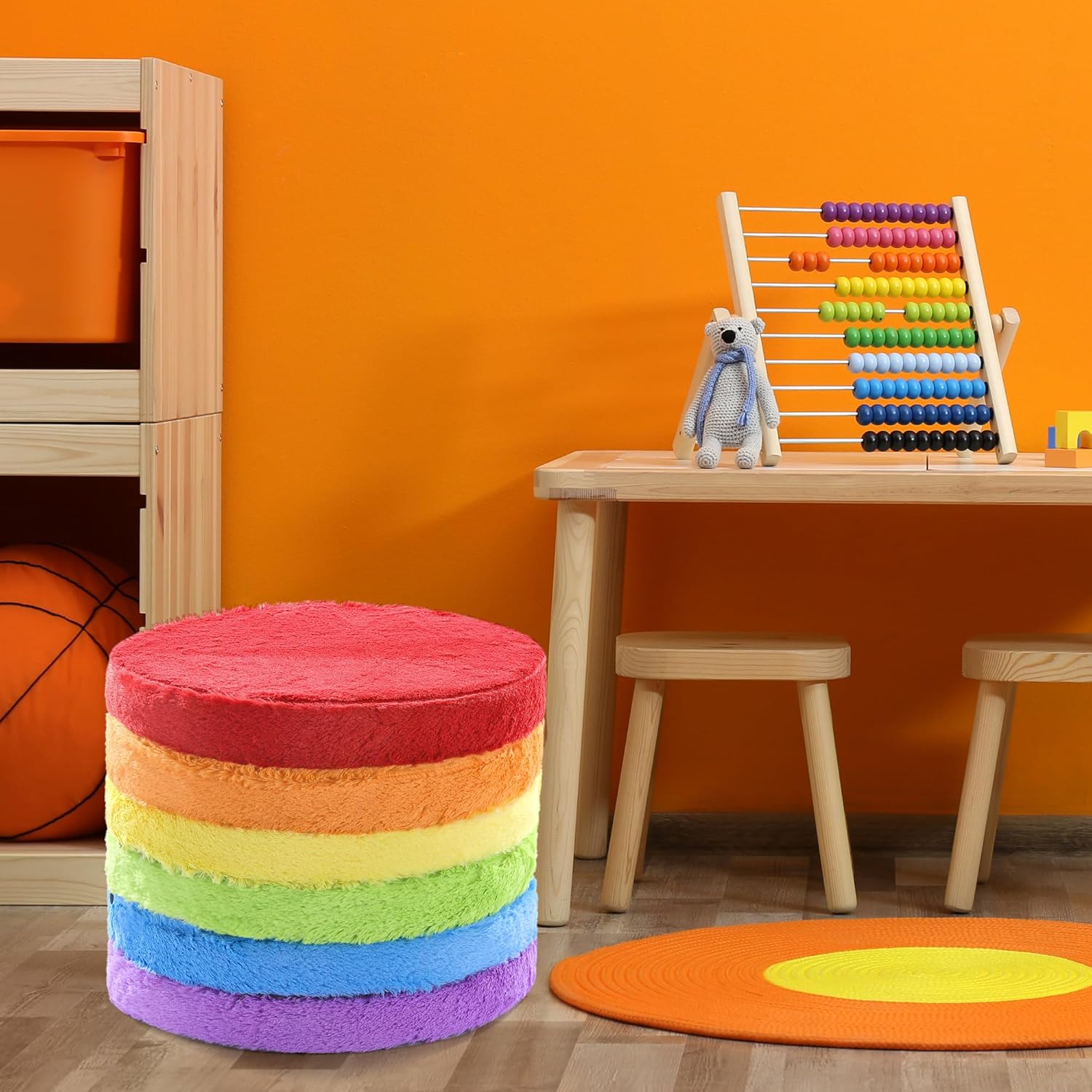 HOMBYS 6-Piece Furry Floor Cushion Set for Kids