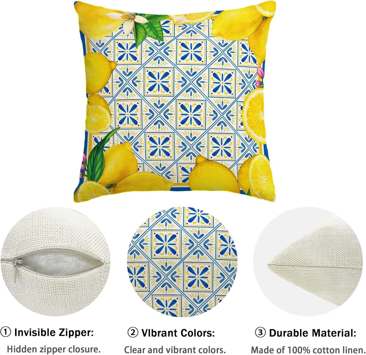Yarcooly Summer Lemon Throw Pillow Covers