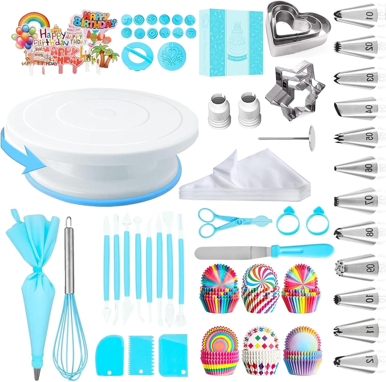 Adocfan 255 Pc Cake Decorating Kit Tools Blue
