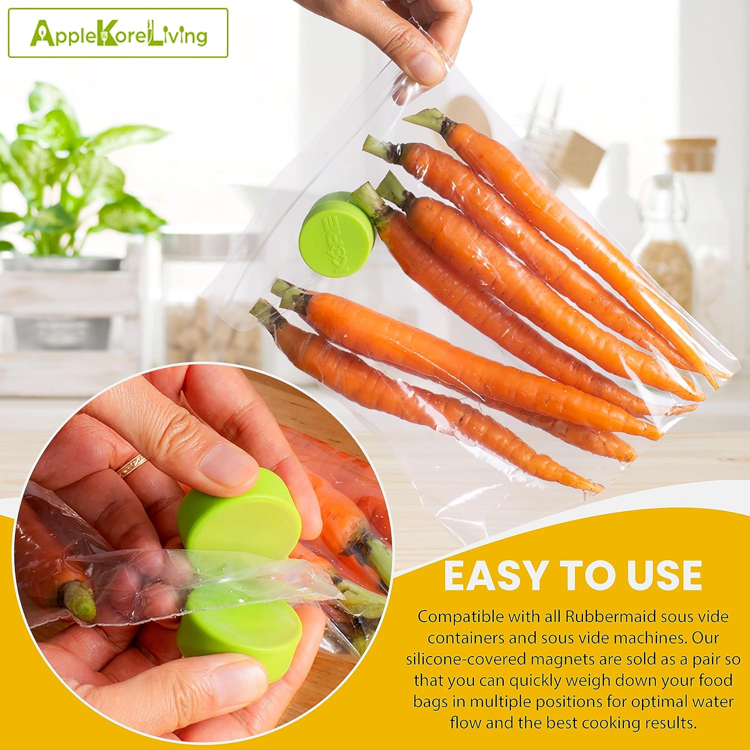 KORE Sous Vide Weighted Magnets 2 Pack Apple Green