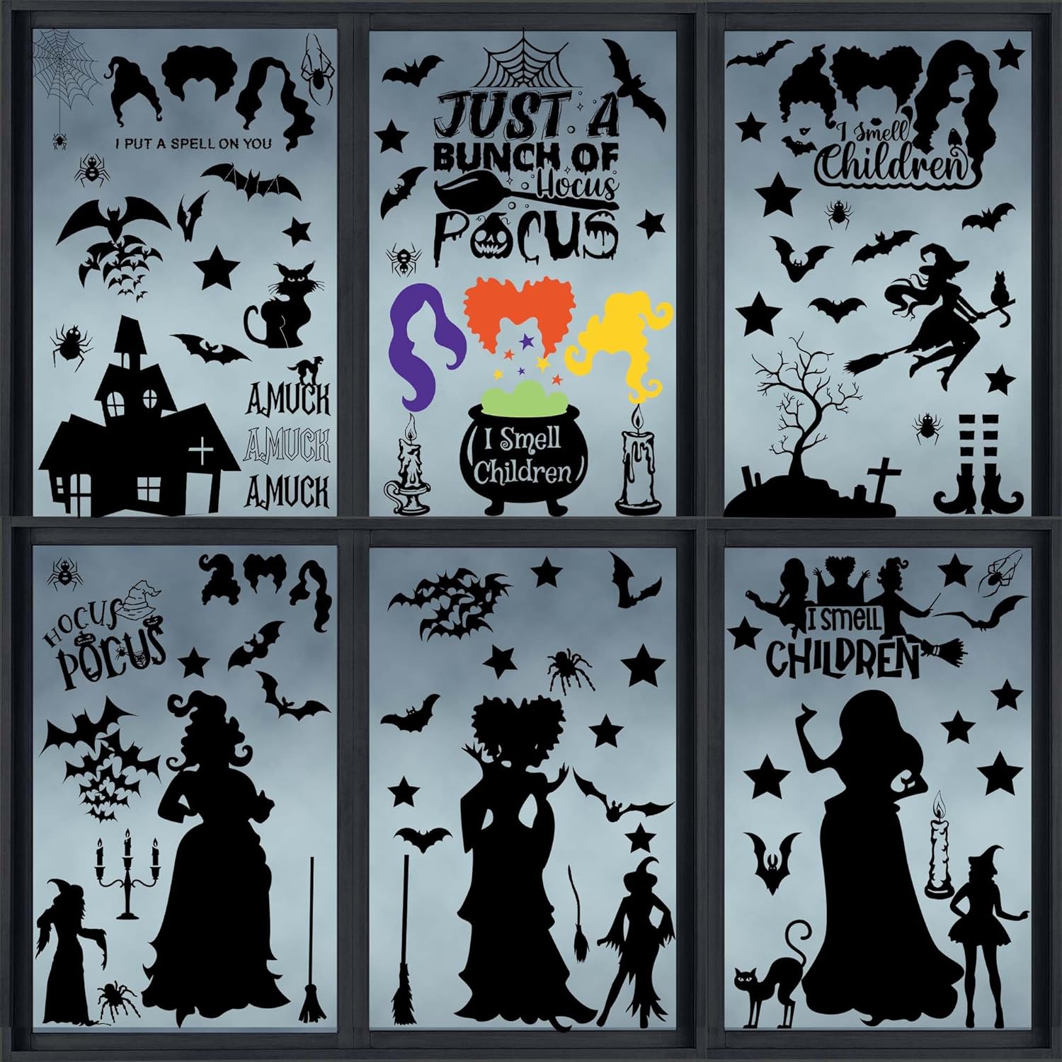 Hocus Pocus Halloween Window Decals 91 Pcs Set