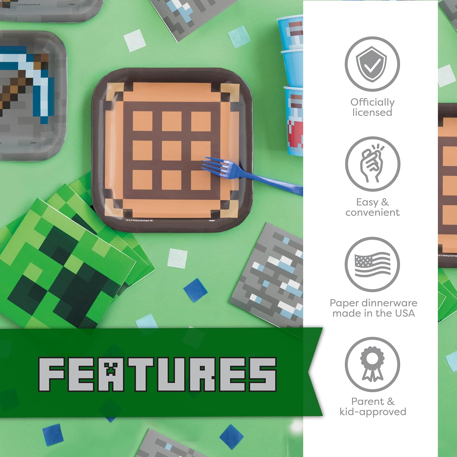 Minecraft Birthday Decorations Set for 16 Guests