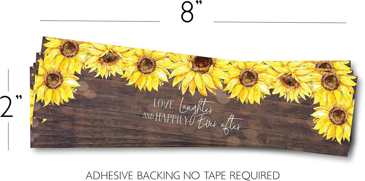 Main Event Prints Sunflower Wedding Bottle Wraps - 25 Rustic Labels