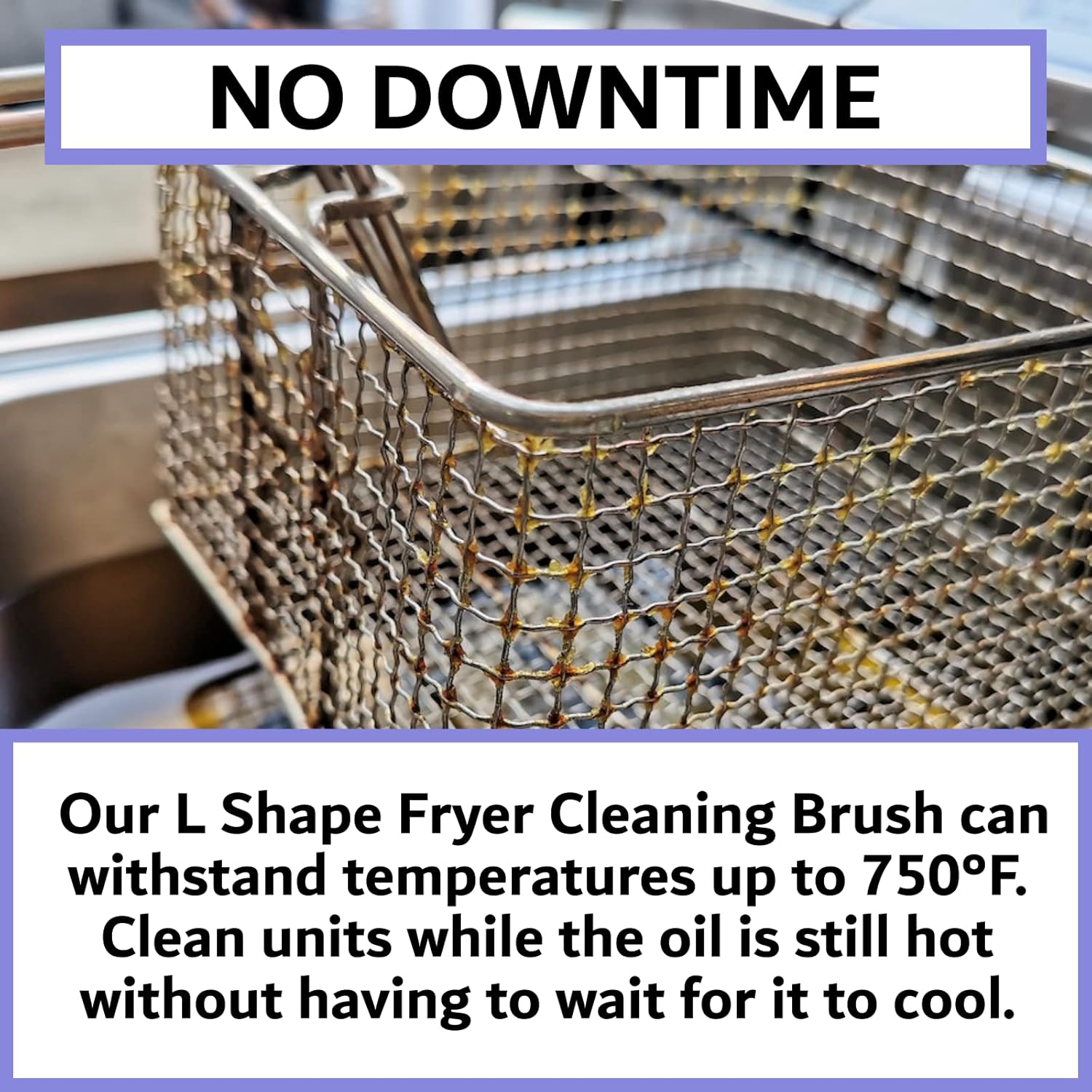 L-Shaped Deep Fryer Cleaning Brush 750F Heat Resistant