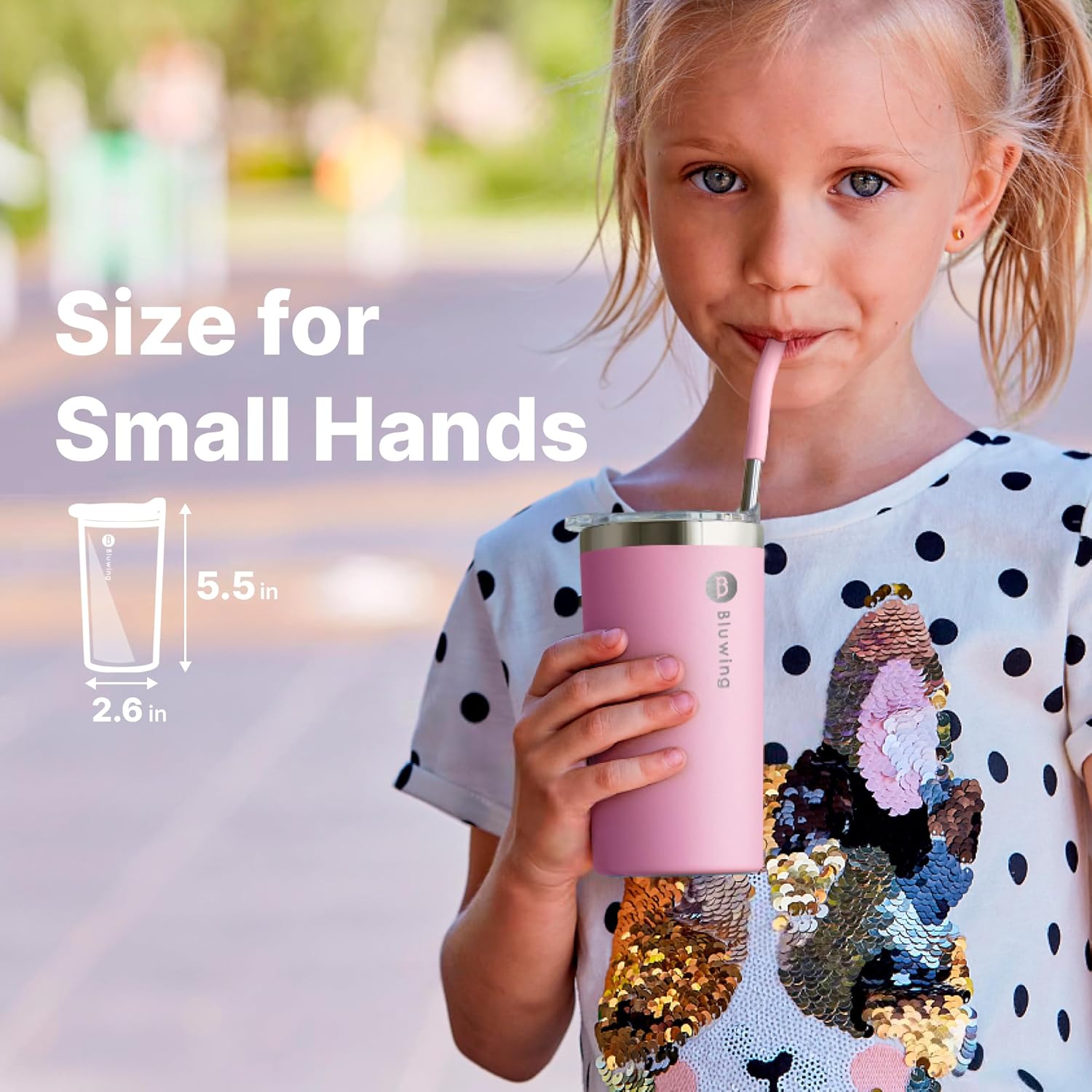 Bluwing 12 oz Insulated Tumbler with Straw Glitter Purple