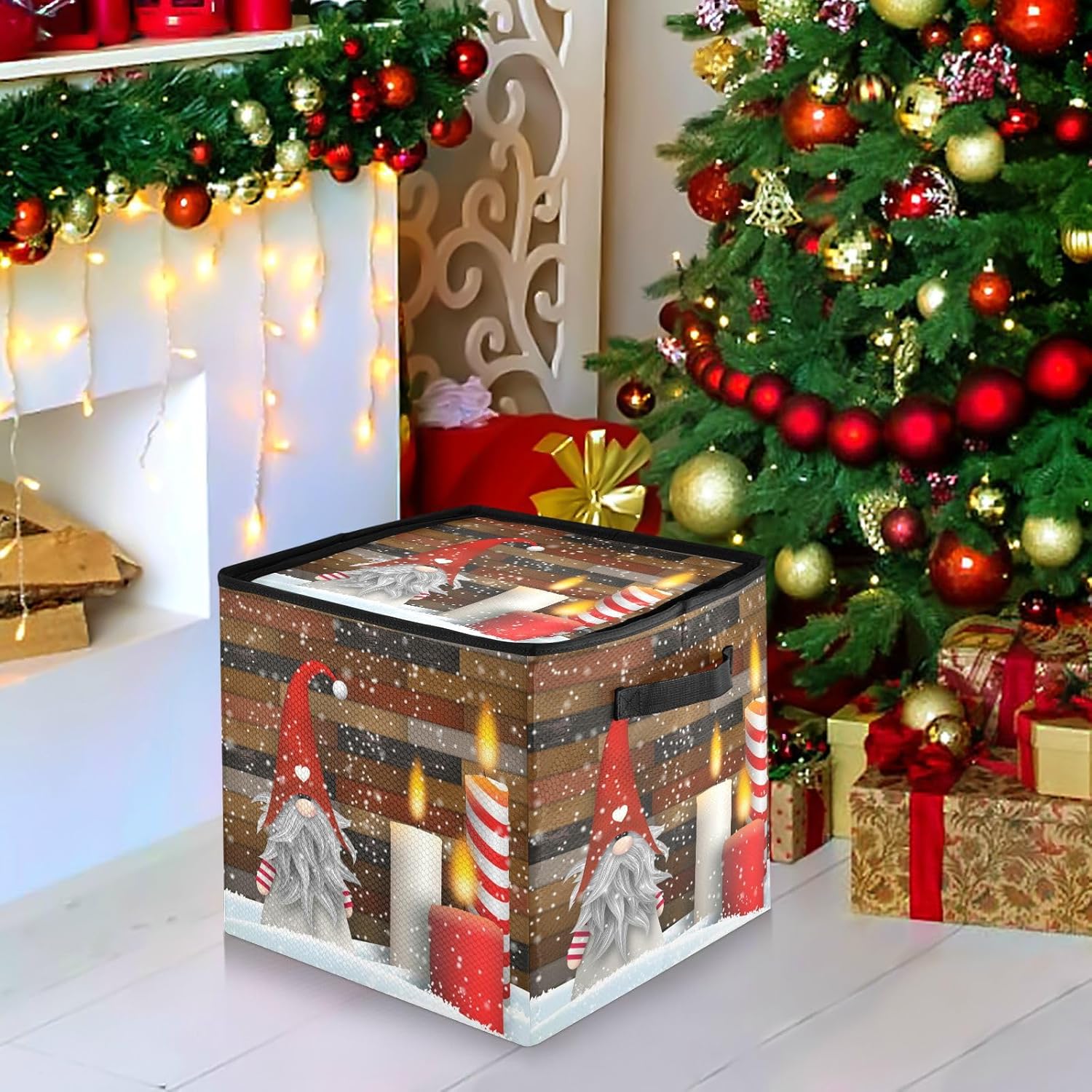 Christmas Ornament Storage Box with Zipper Dividers 13x13 Inch