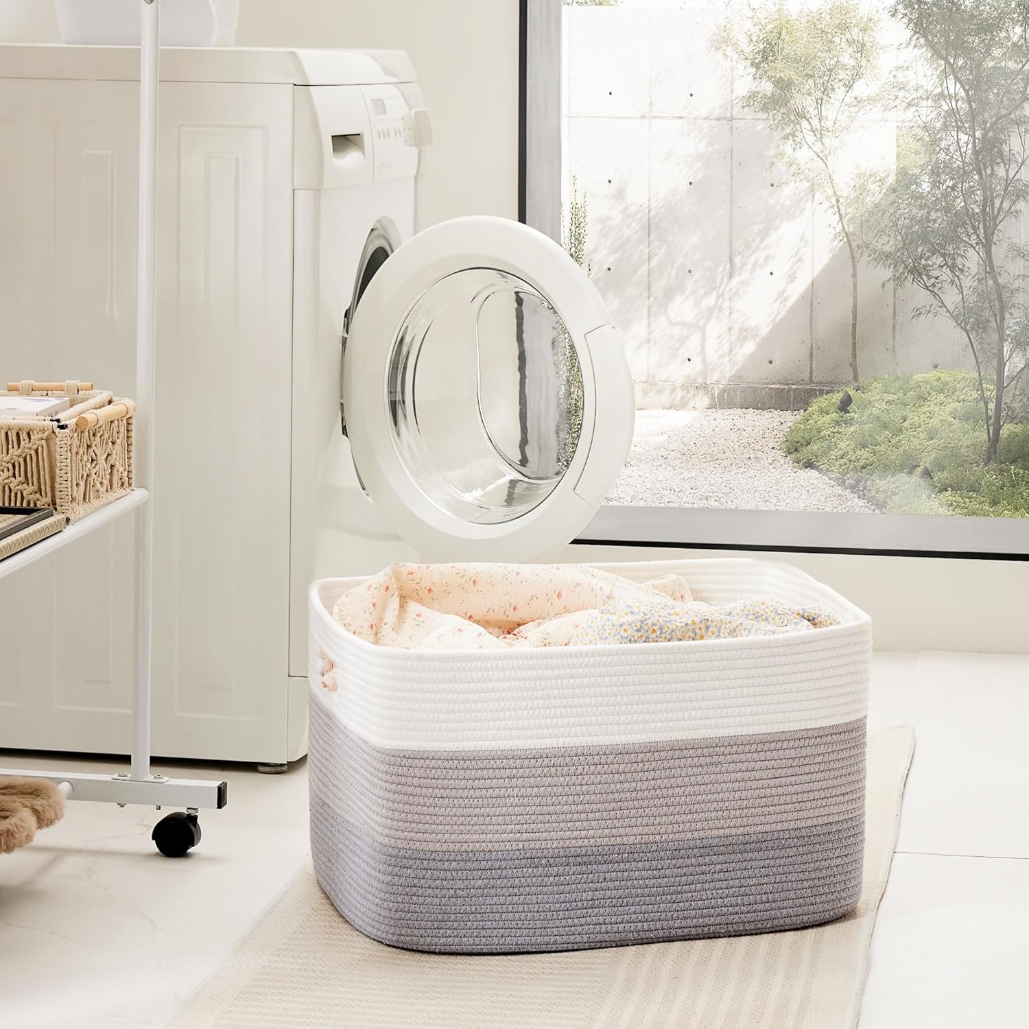 Artfeel Cotton Rope Laundry Basket with Storage