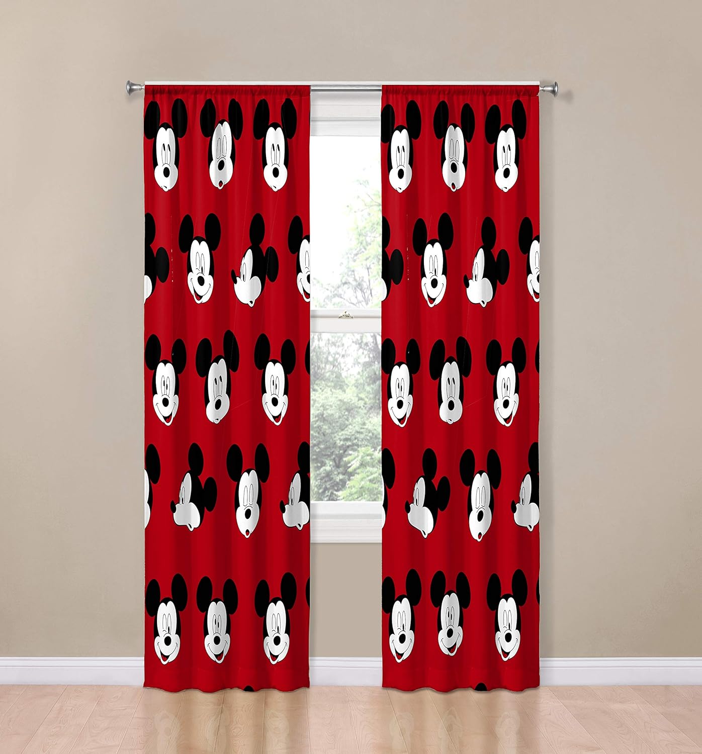 Jay Franco Kids Window Drapes Mickey Mouse Red 84 Inch Set