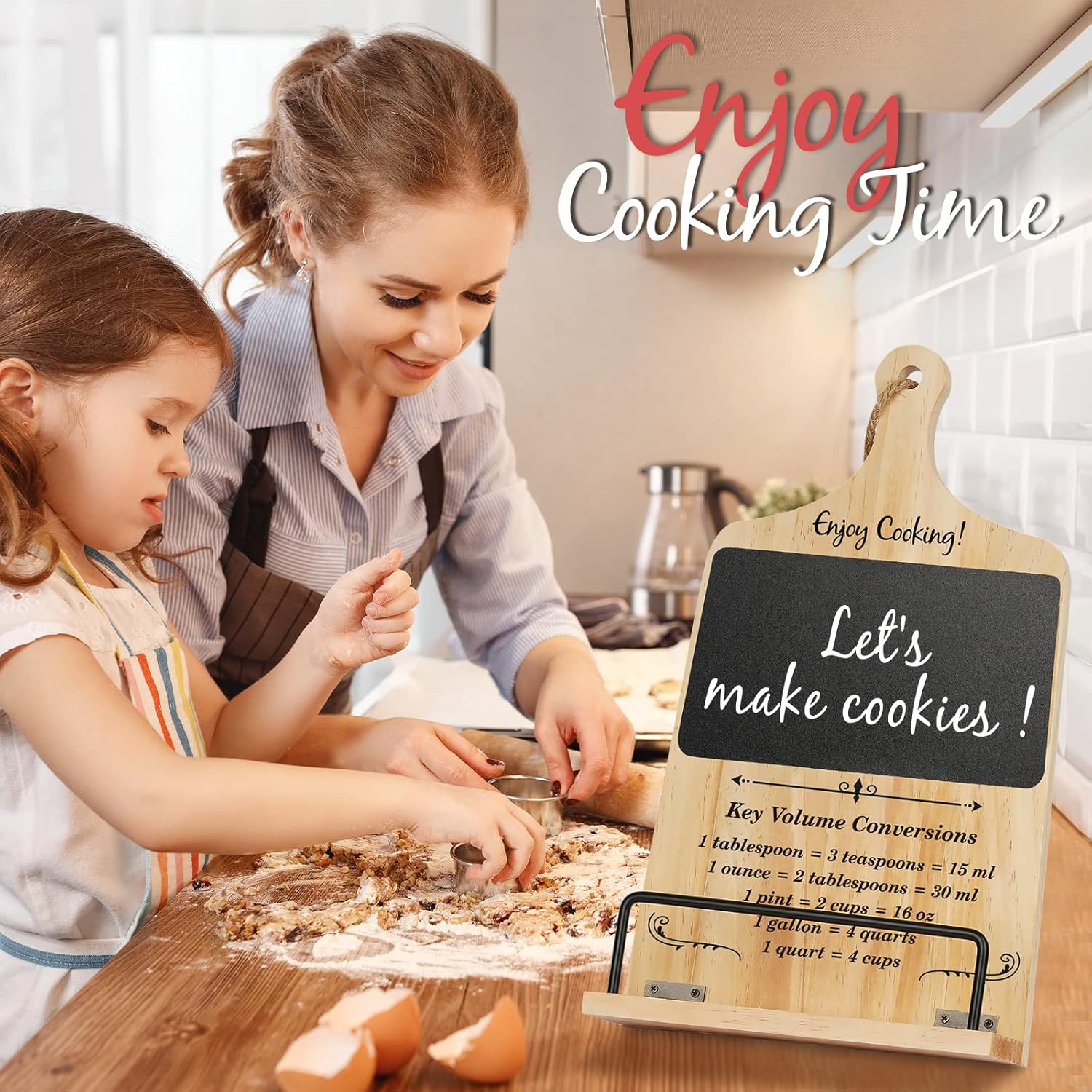 Stylish Cookbook Stand with Chalkboard Eraser