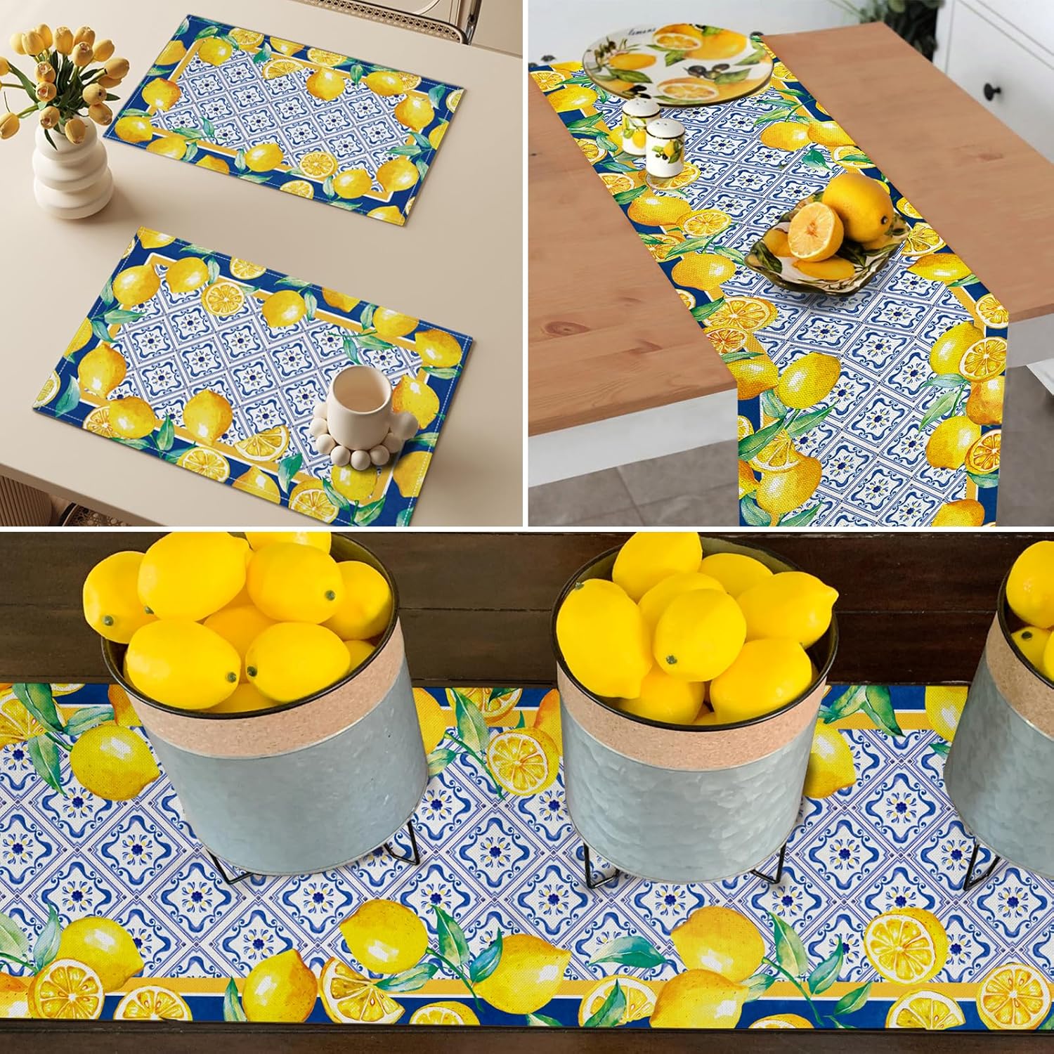 WHOMEAF Yellow Lemon Place Mat 12x18 Inches