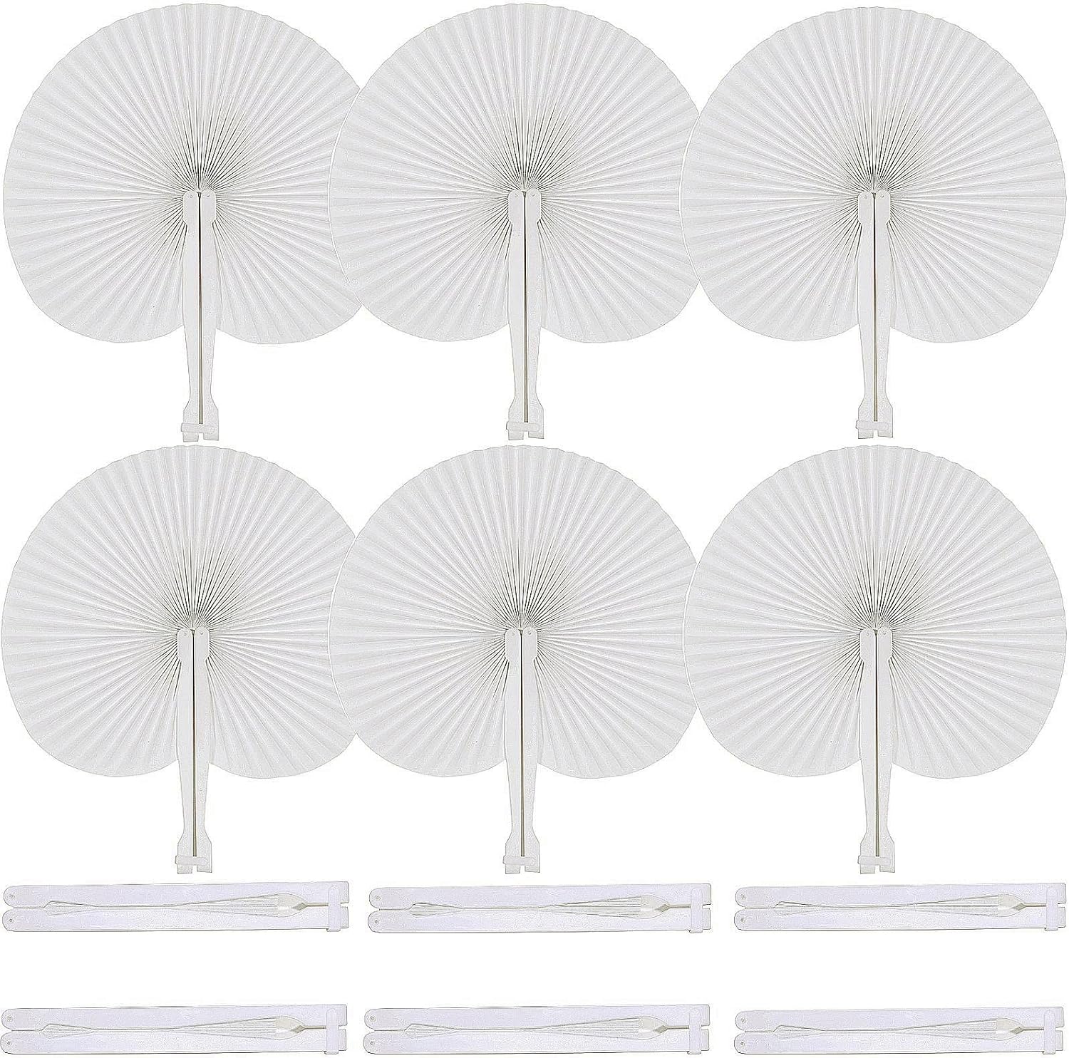 60 Pack White Folding Wedding Fans for Party Decorations
