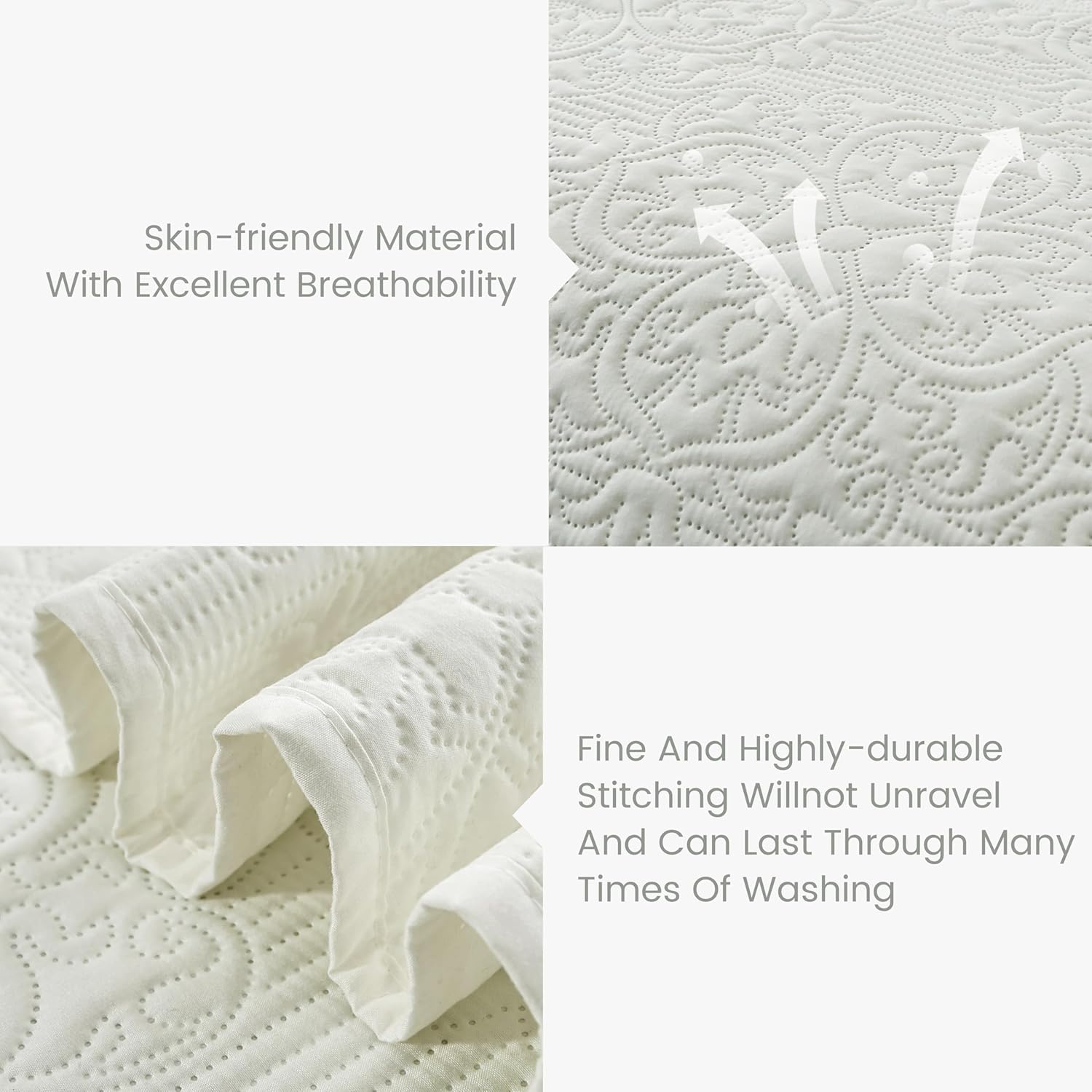 Sophia William Bed Quilt Bedspread - Reversible Ivory Twin Size