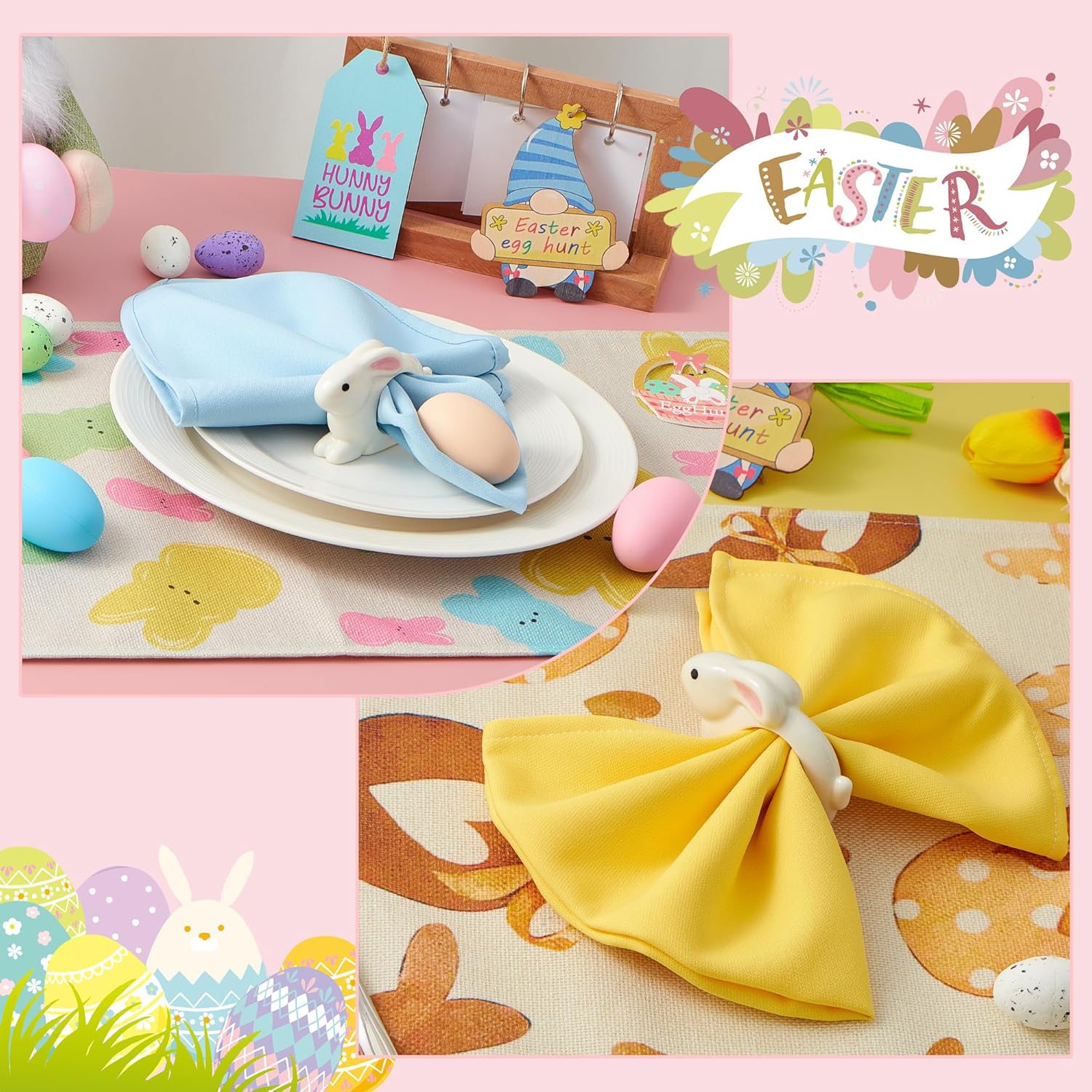 Easter Bunny Napkin Rings Set of 4 - Porcelain White