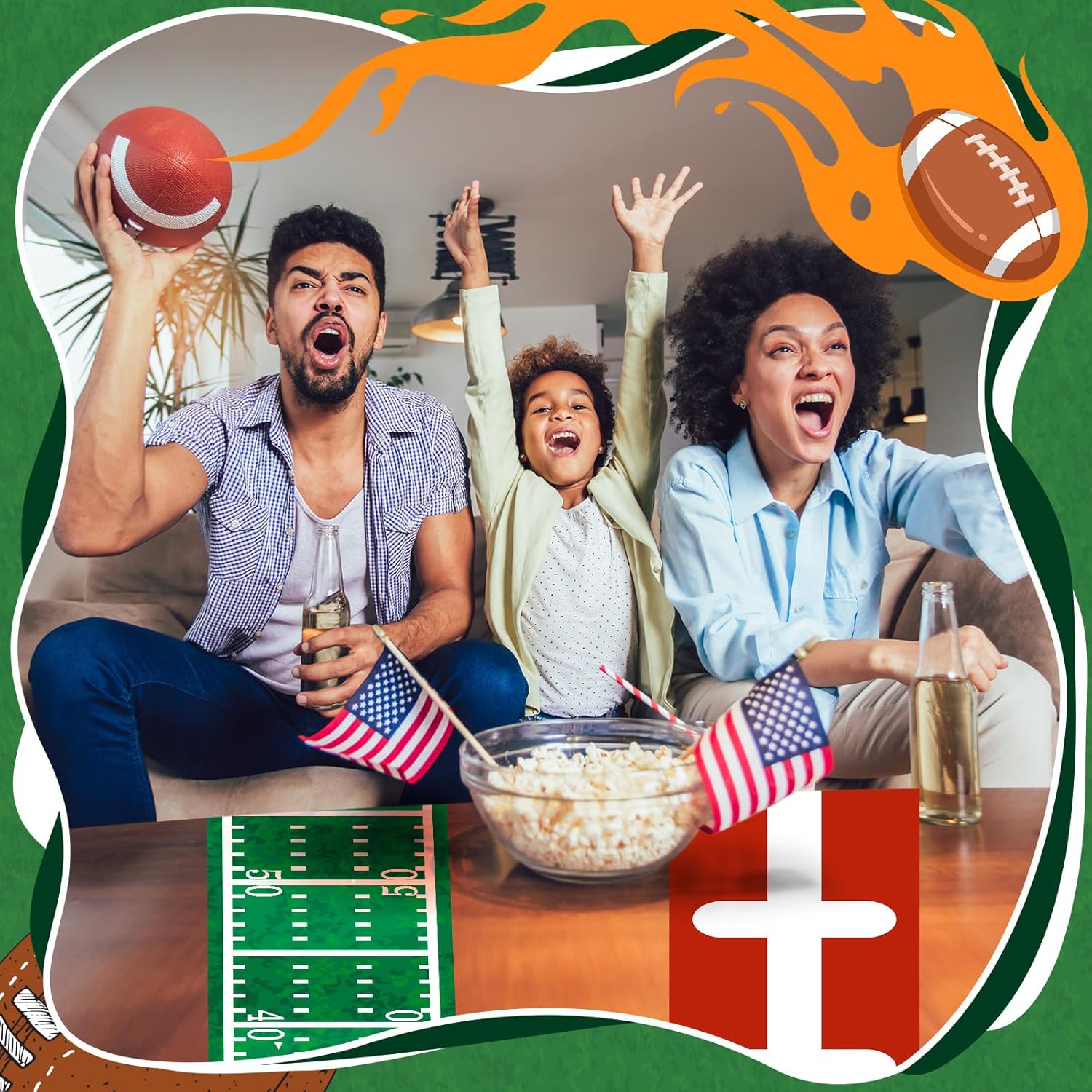 12 Pcs Football Themed Table Runners for Game Day Parties