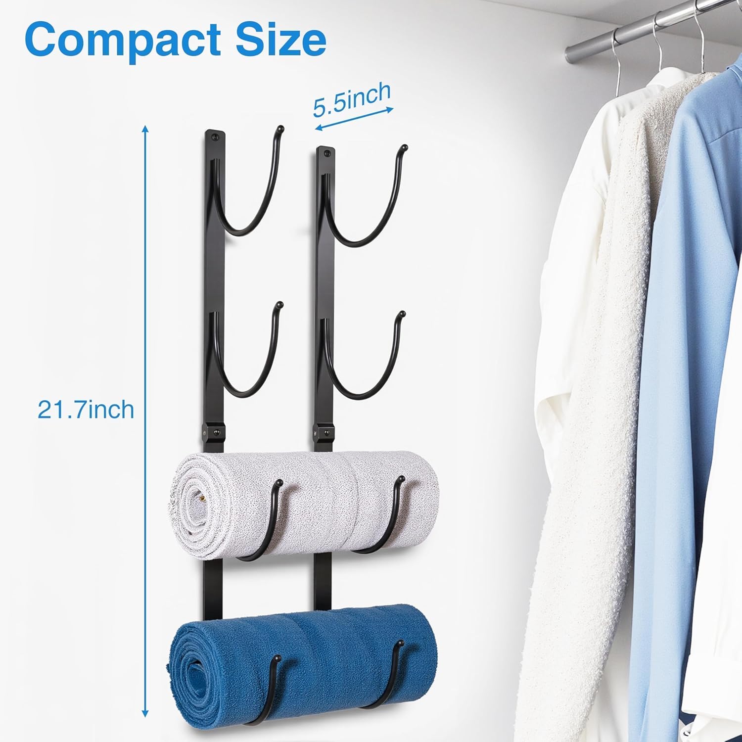 4-Tier Black Metal Towel Rack for Bathroom