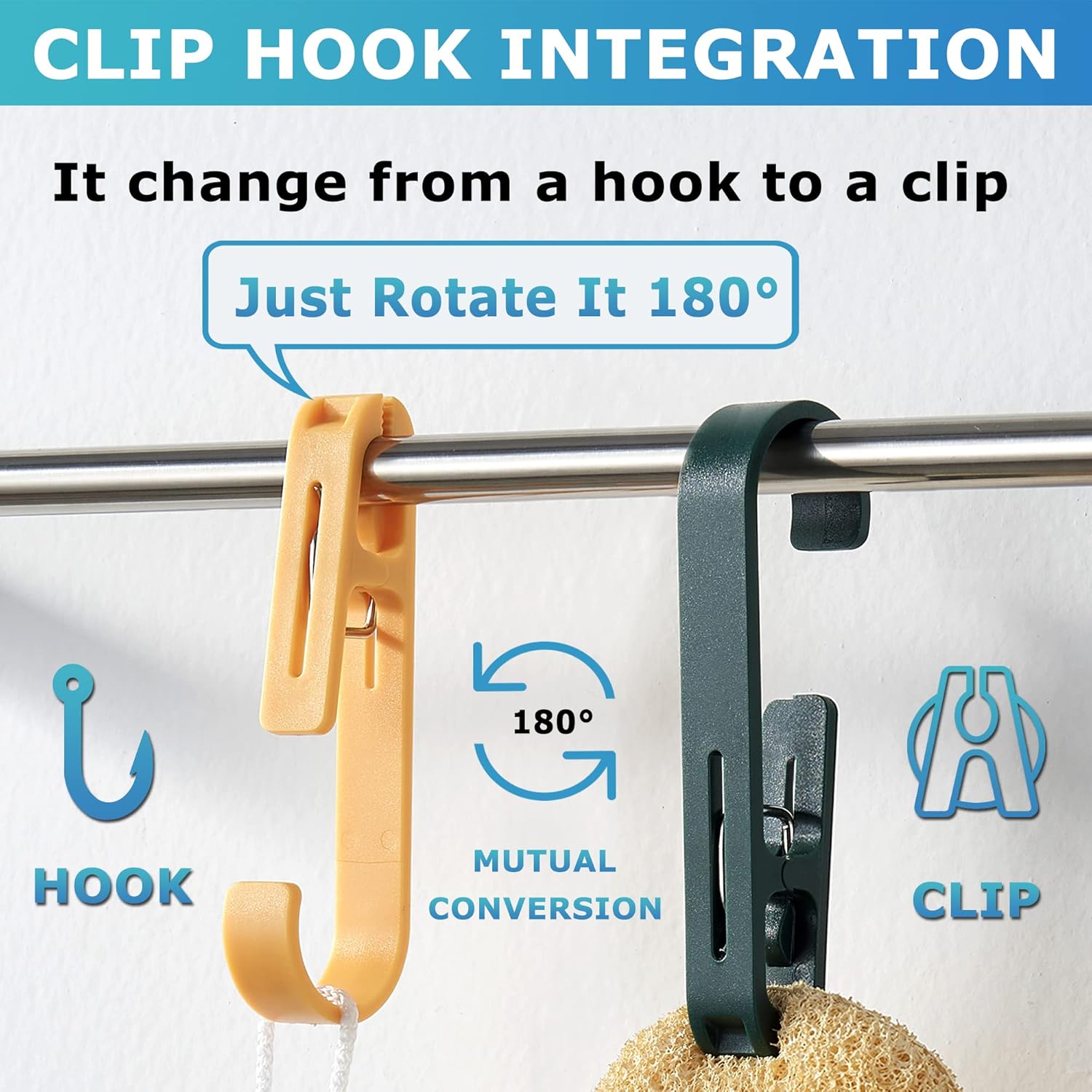 XoYoZo 4Pcs Laundry Hooks with Clips Organizer