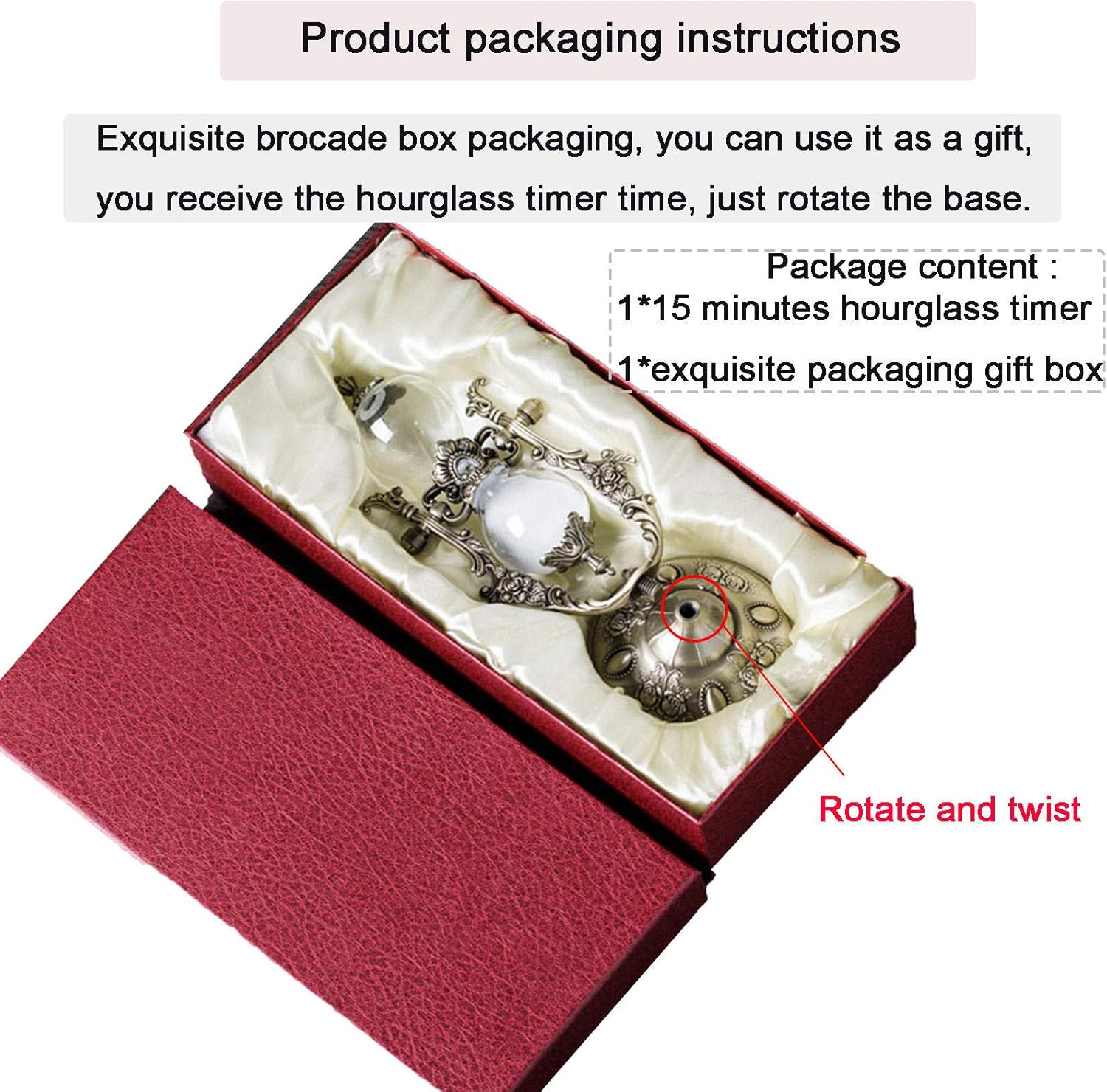 NIUASH 15 Minute Embossed Golden Hourglass Timer