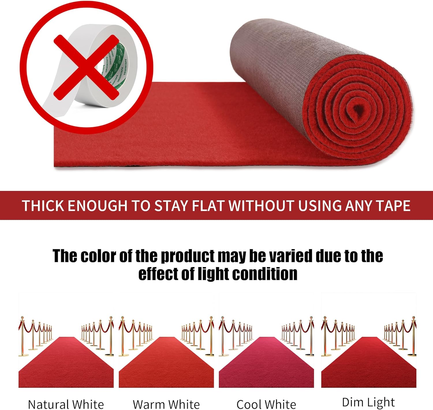 HOMBYS Extra Thick Red Carpet Runner 3x10 ft for Events