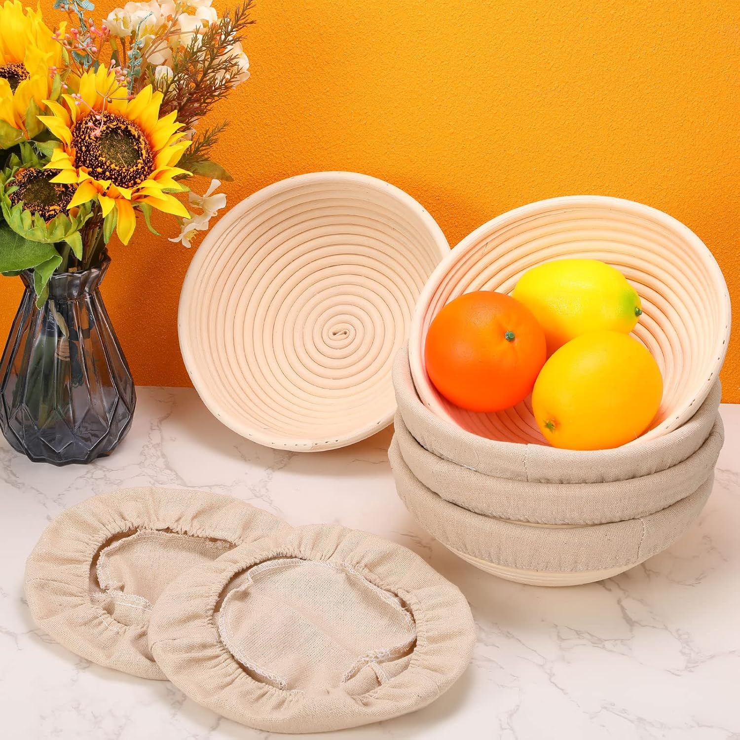 Patelai 10 Piece Sourdough Proofing Baskets with Liners and Scrapers
