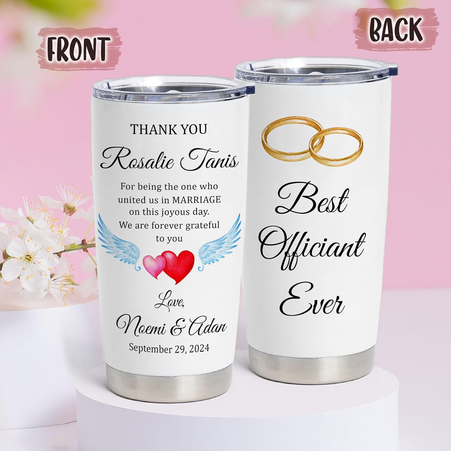 Personalized Wedding Officiant Coffee Tumbler 20 Oz