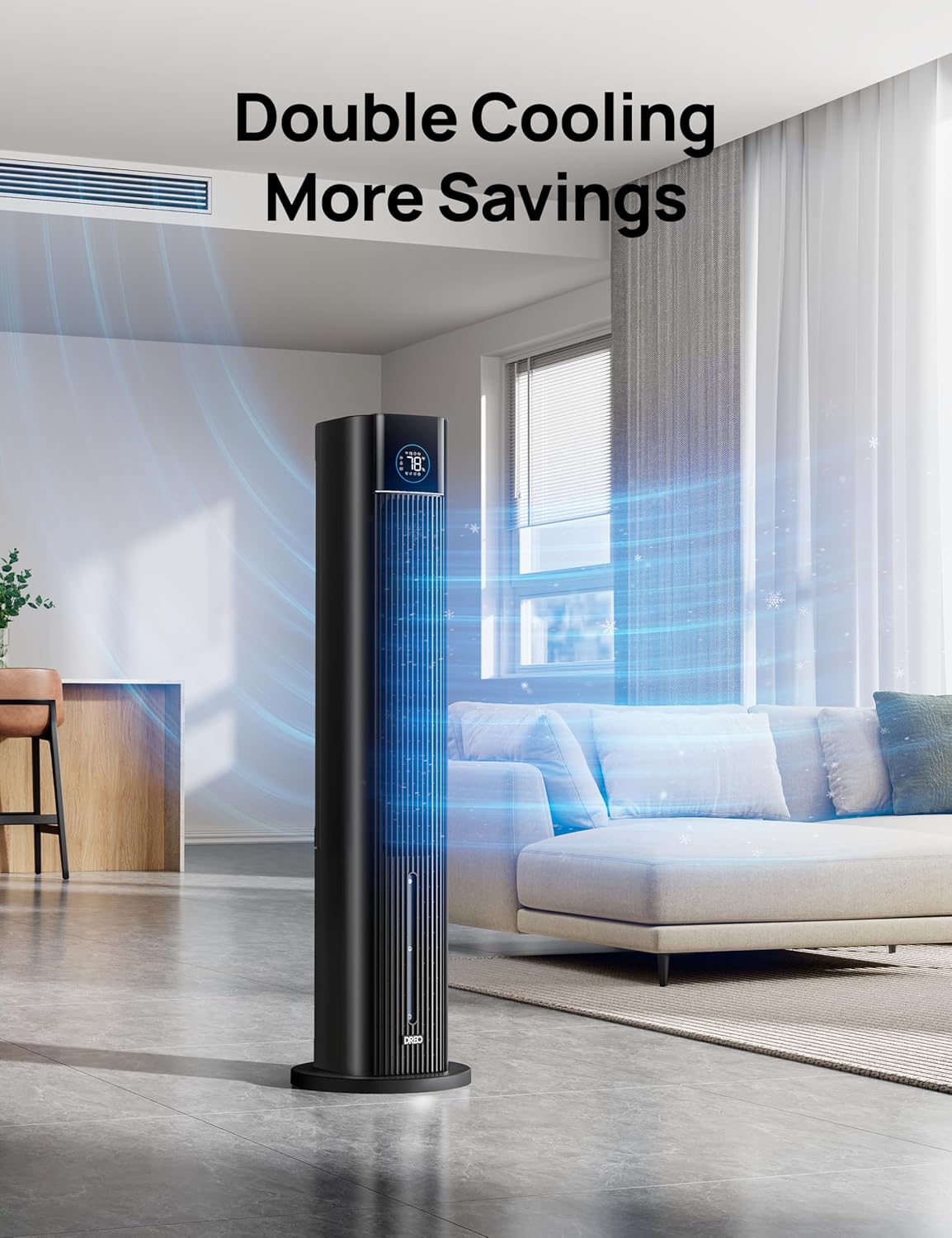 Dreo Tower Fan for Bedroom 43 2025 Upgrade Black