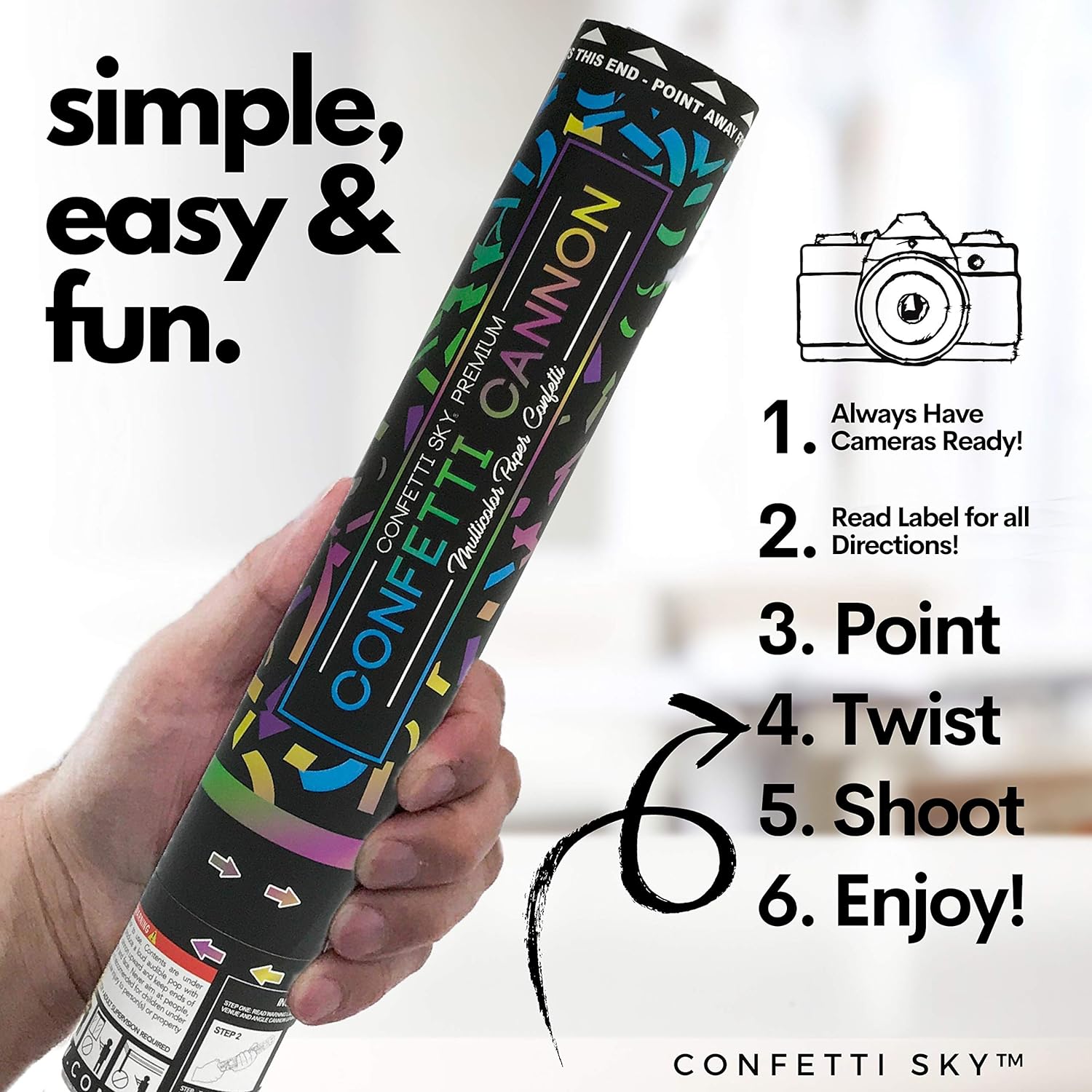Confetti Sky 6 Pack 12 Inch Confetti Cannons
