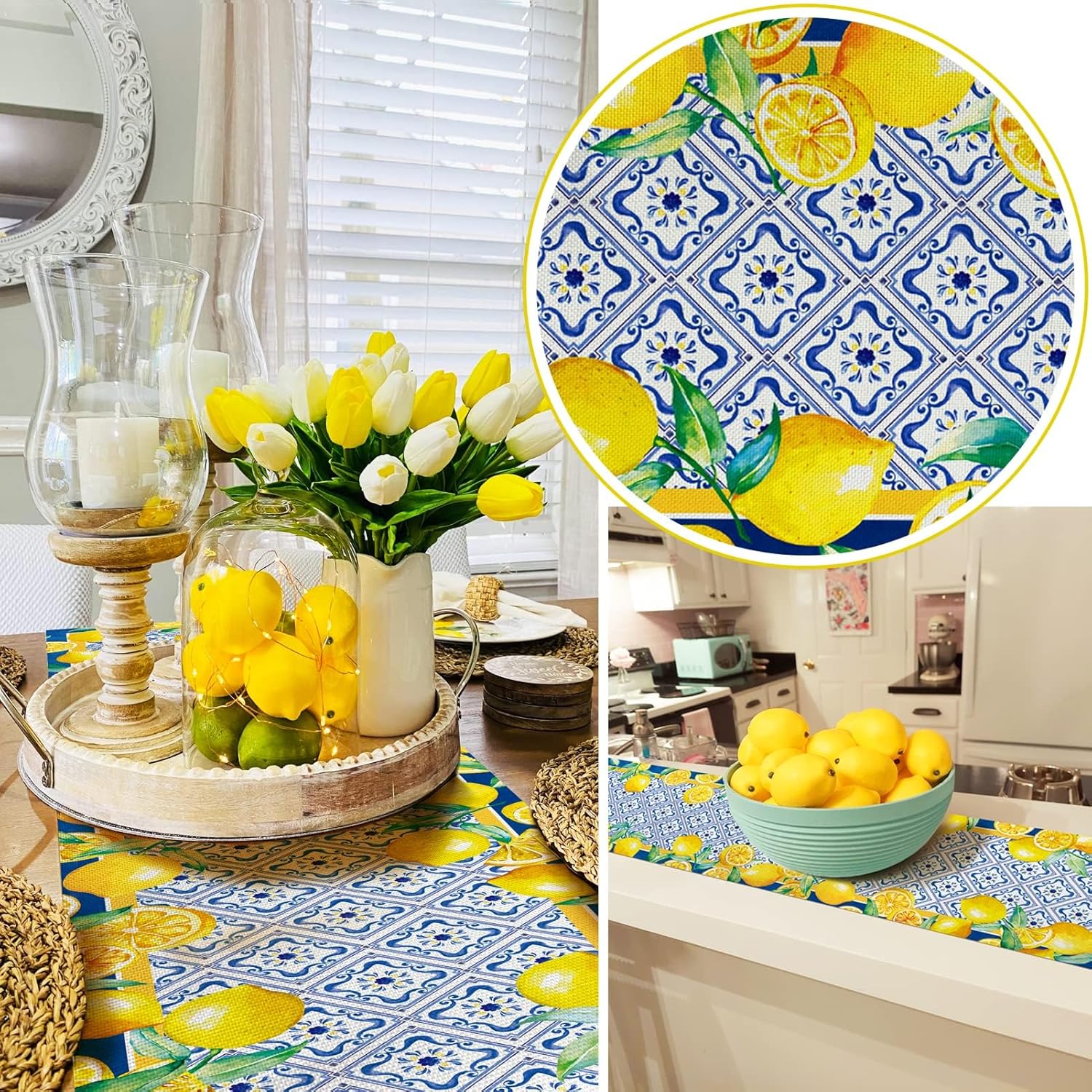 WHOMEAF Yellow Lemon Place Mat 12x18 Inches