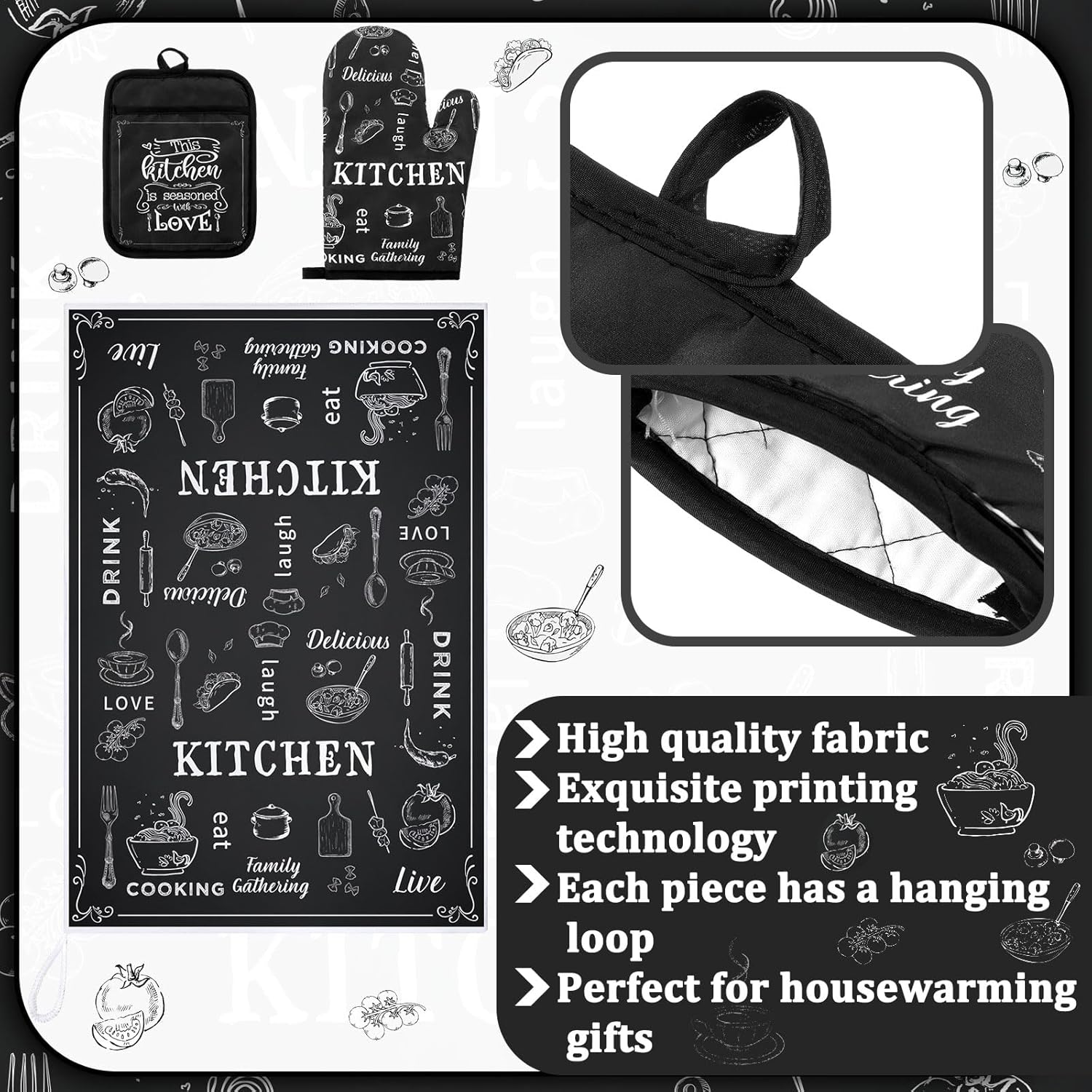 Leinuosen 6 Piece Farmhouse Kitchen Towel Set