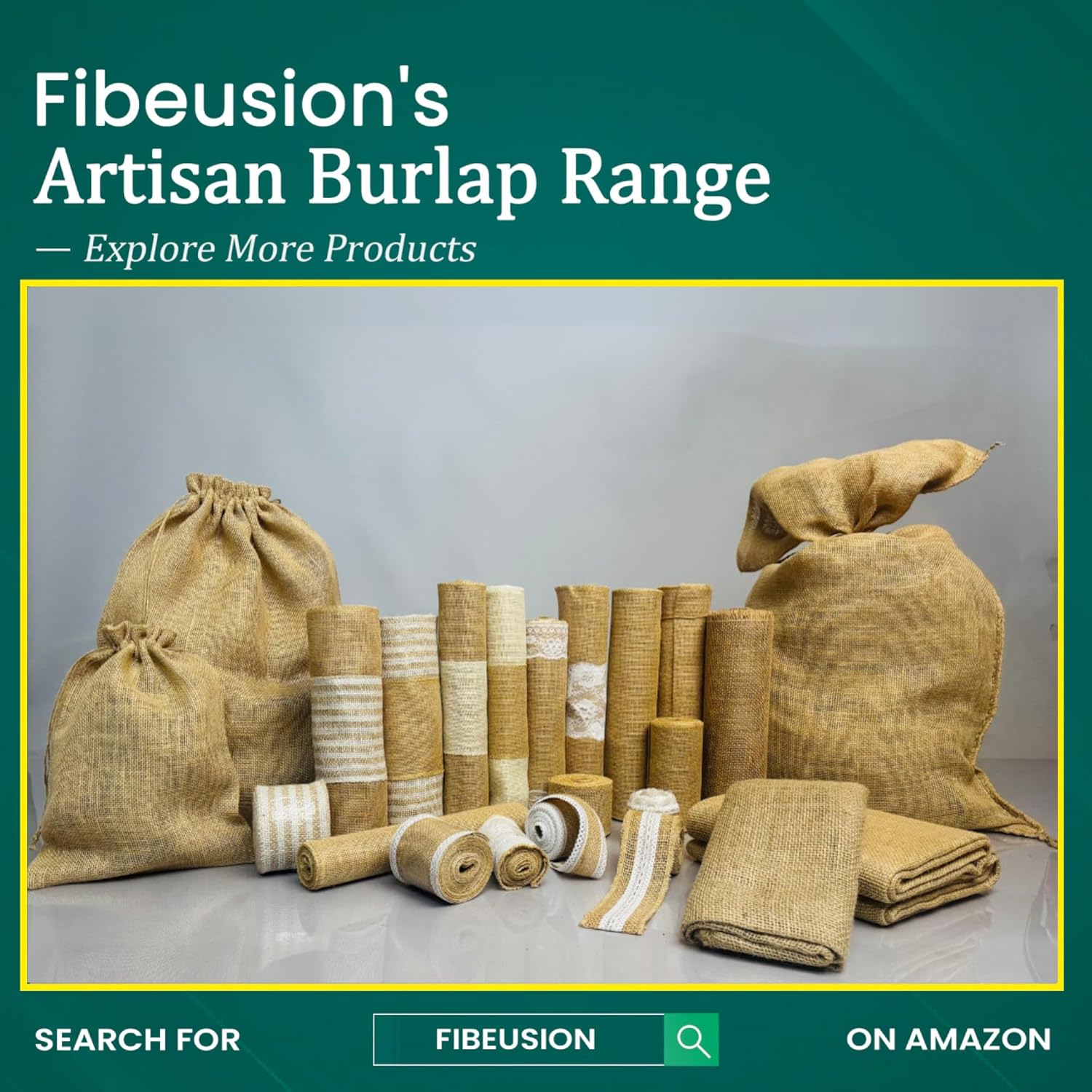 FIBEUSION Burlap Table Runner 6 x 30ft No-Fray Edge