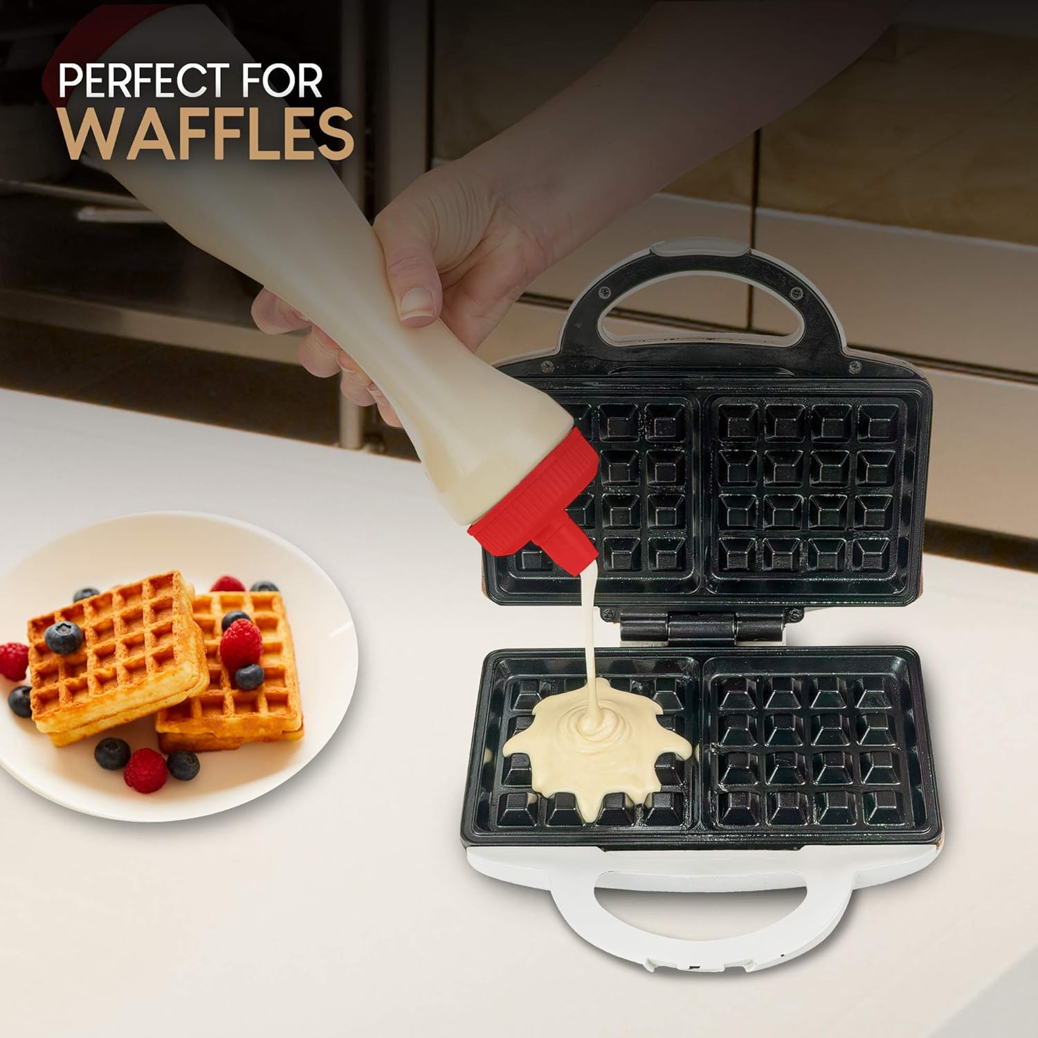 EXULTIMATE Pancake Batter Dispenser Pen 3 Cup Capacity Red
