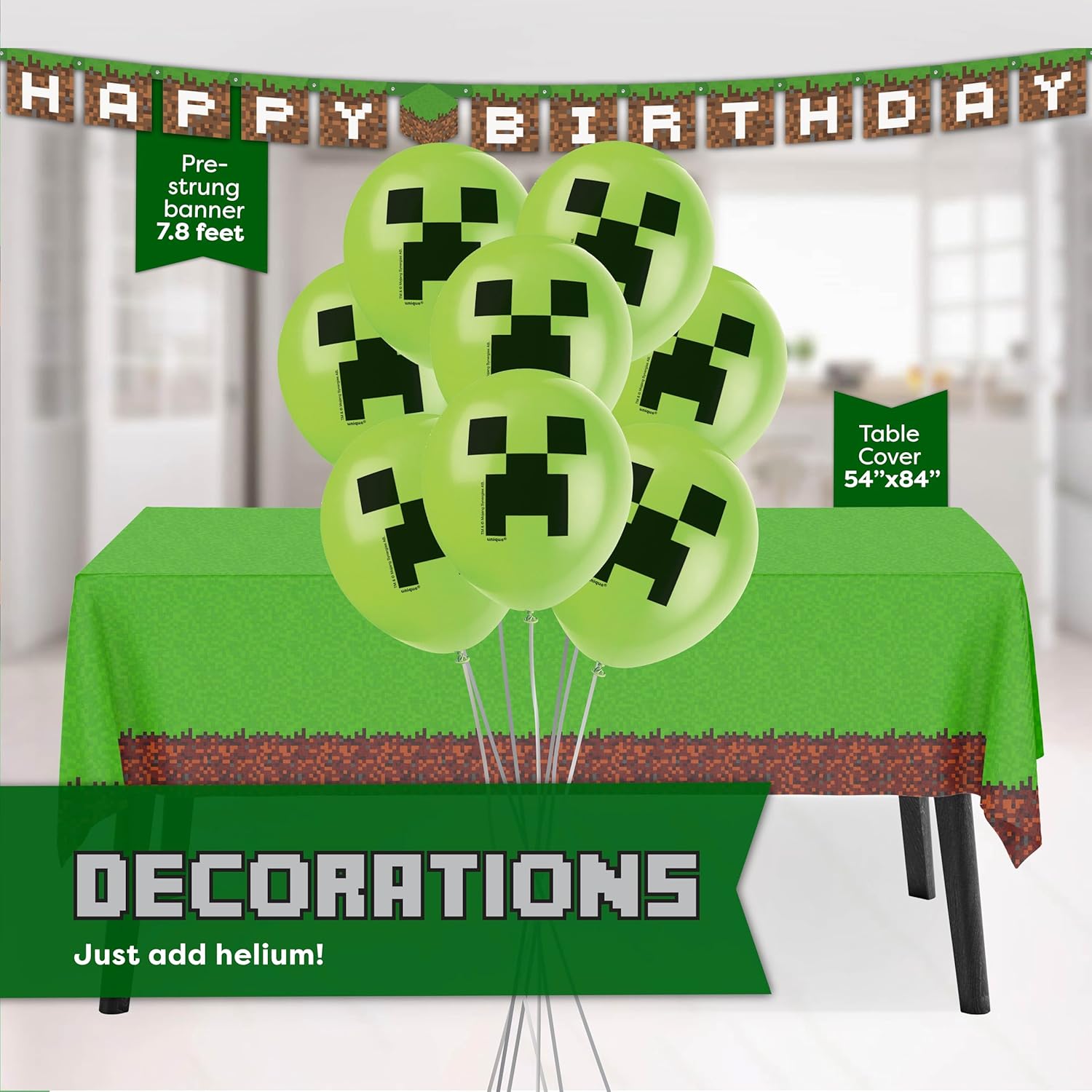 Minecraft Birthday Decorations Set for 16 Guests