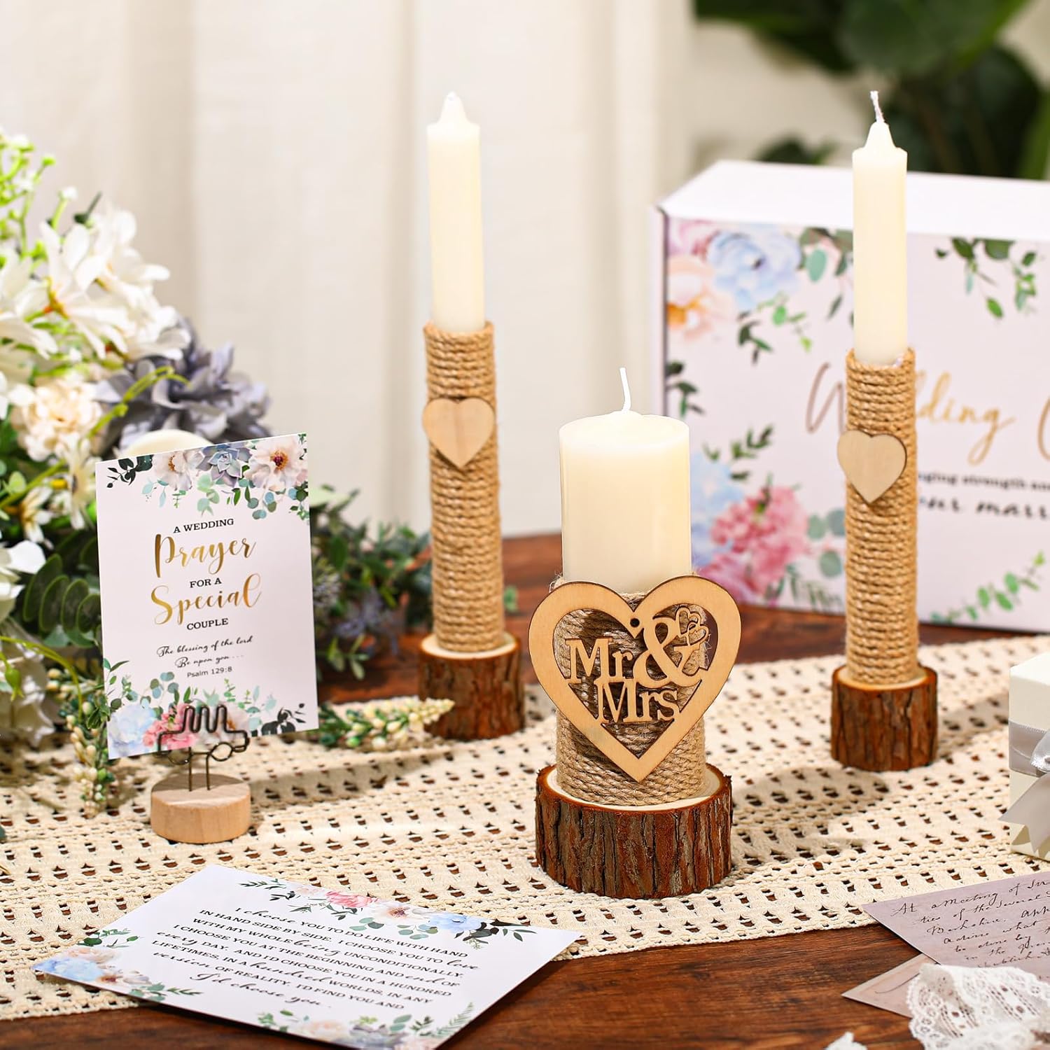 Rustic Unity Candles Set for Wedding Ceremony