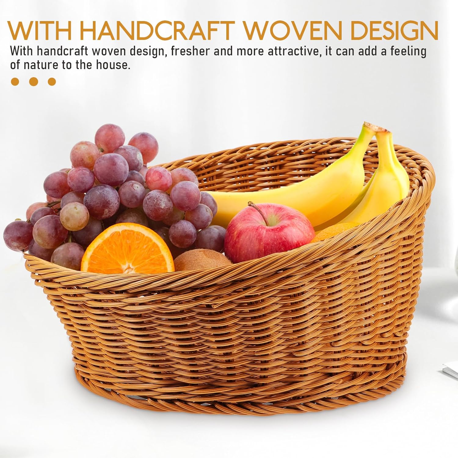 Amosfun Round Bread Basket Fruit Basket Storage Basket 12x12x75 Inch