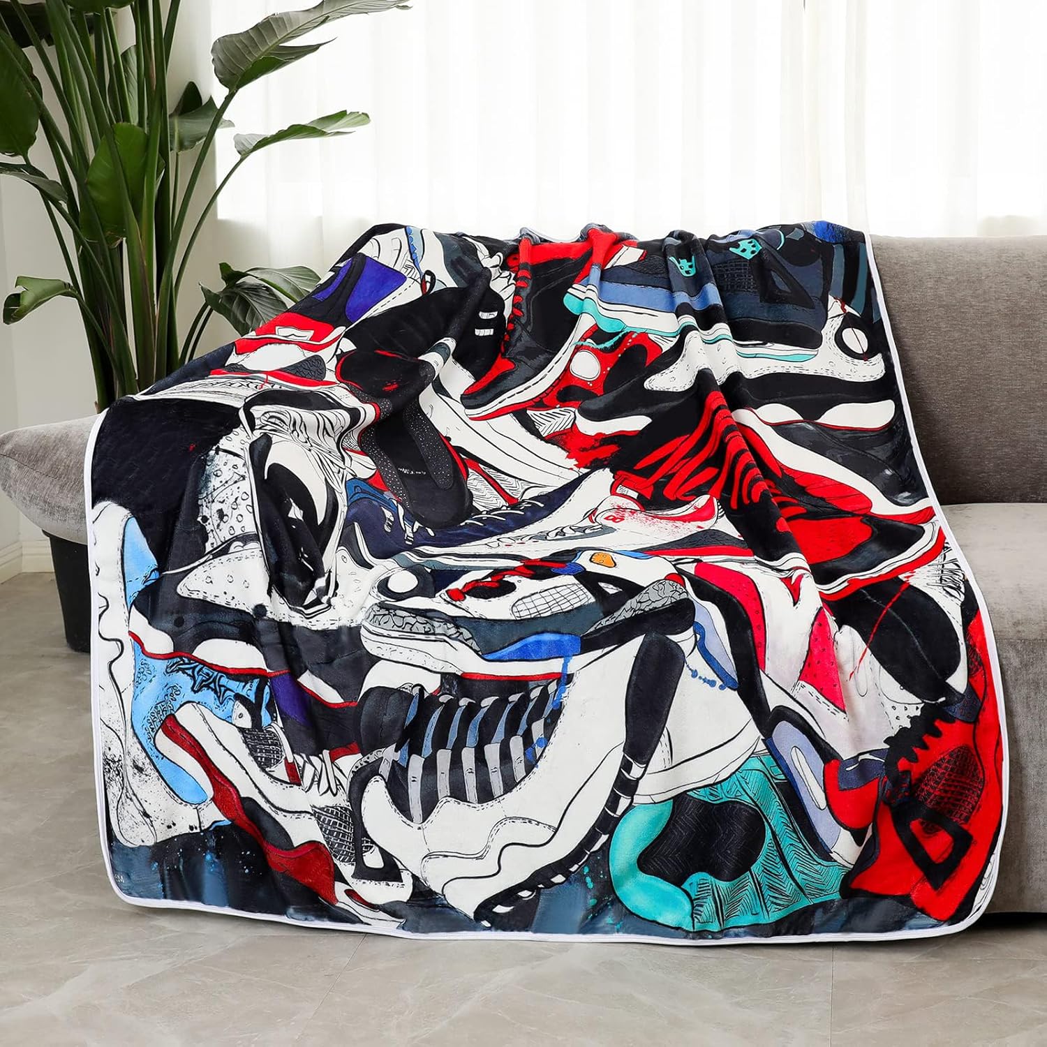 EISKBC Basketball Shoes Print Flannel Fleece Blanket for Kids