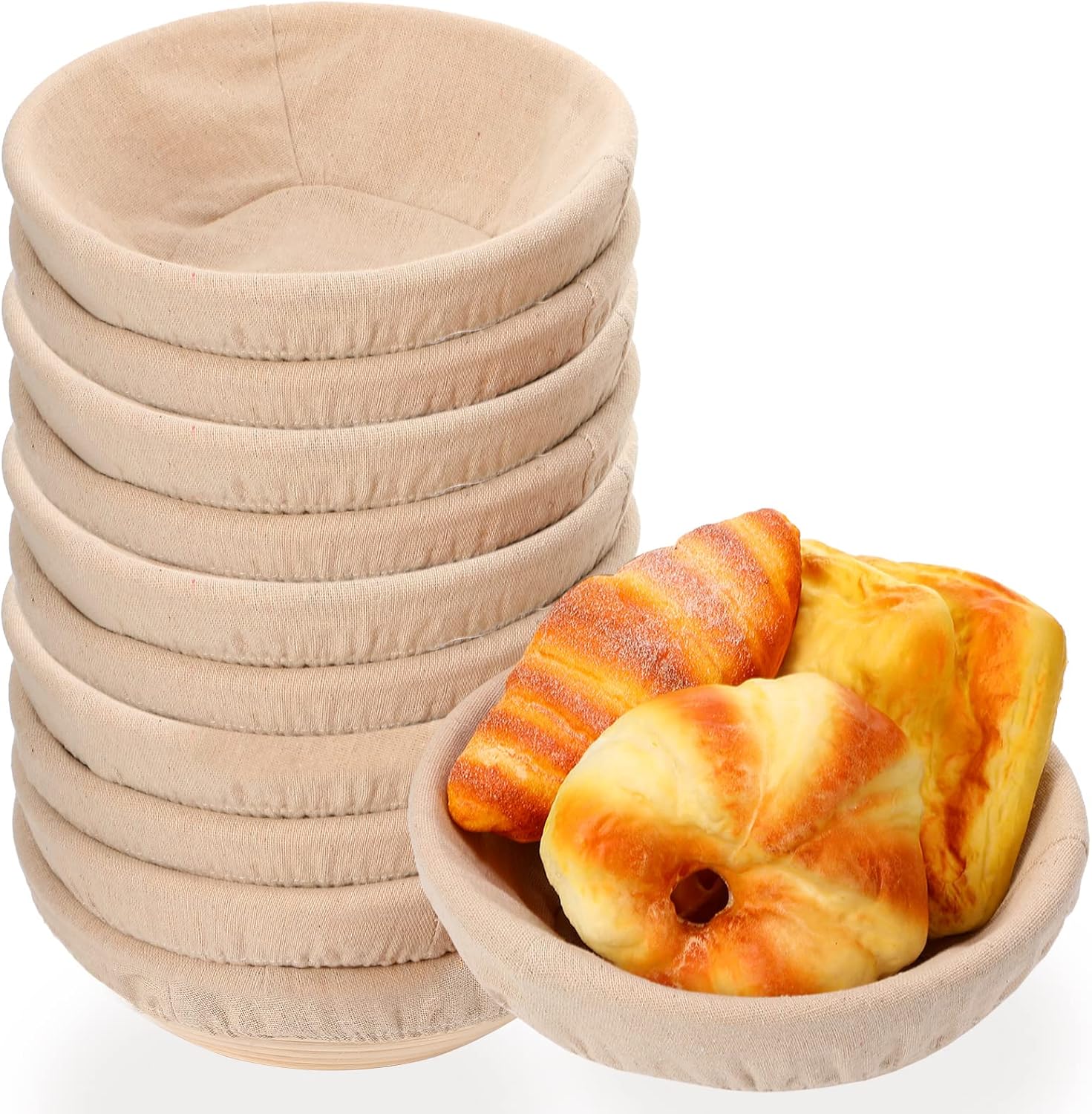 Patelai 10 Piece Sourdough Proofing Baskets with Liners and Scrapers
