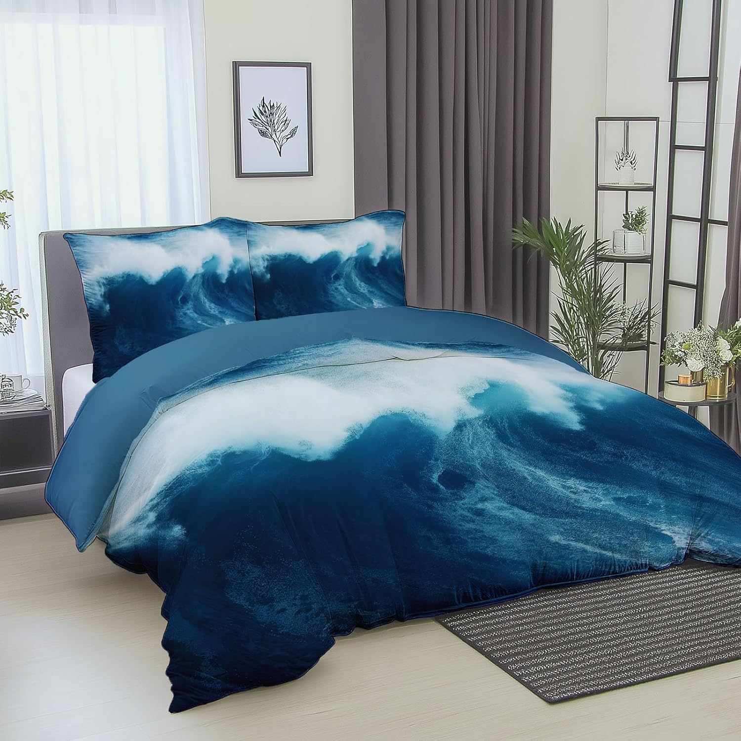 Blue Duvet Cover Twin XL Set with Matching Pillowcases