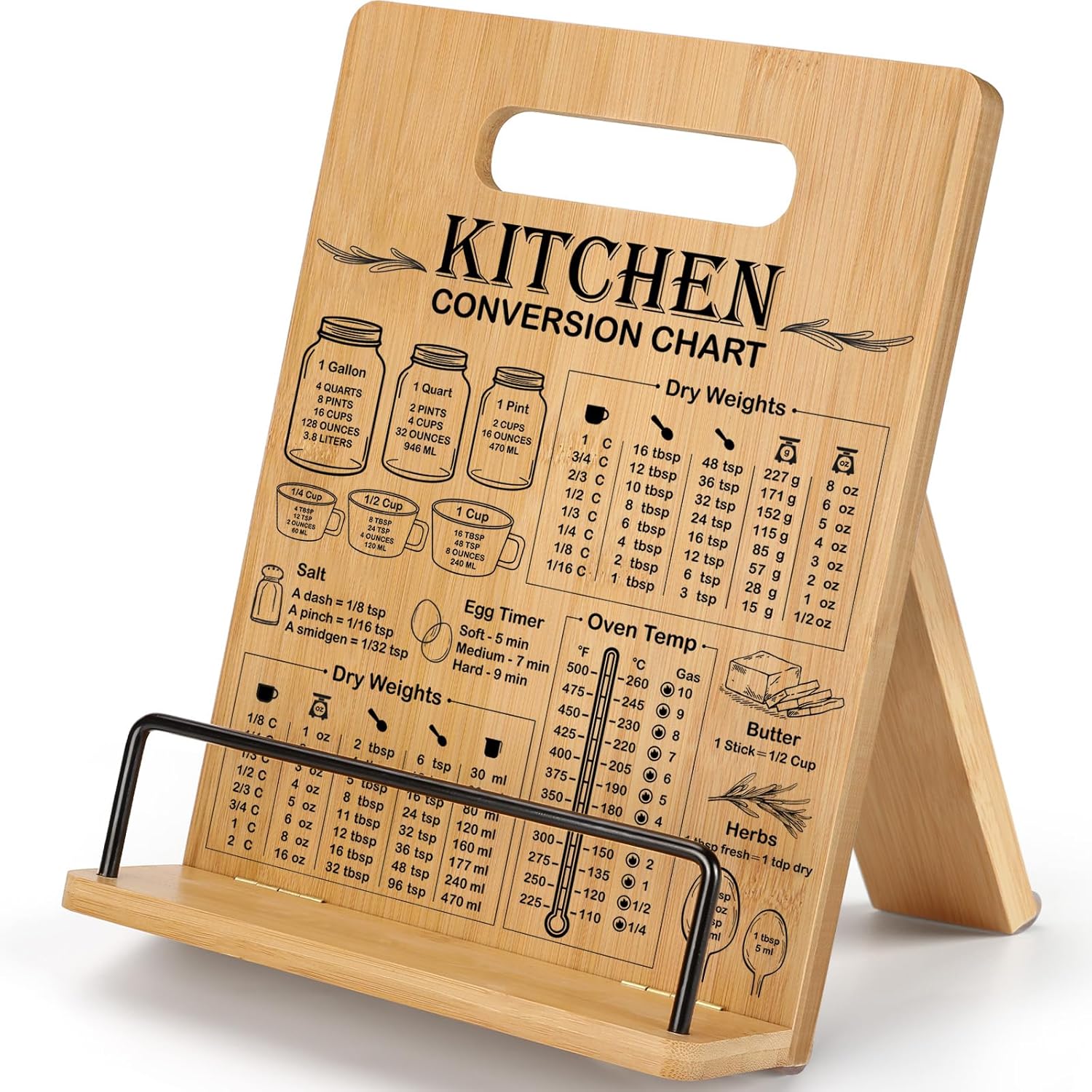 Bamboo Cookbook Stand for Kitchen Counter
