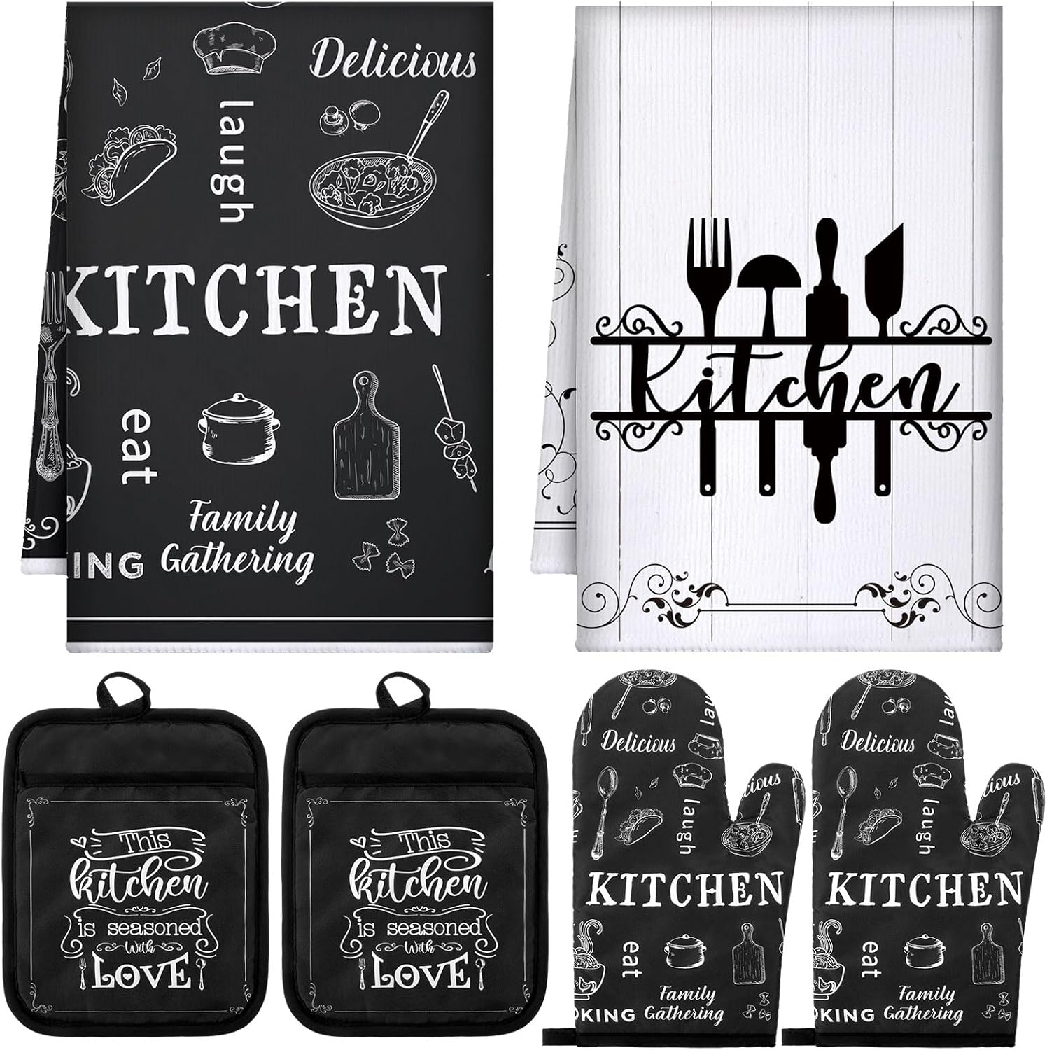 Leinuosen 6 Piece Farmhouse Kitchen Towel Set