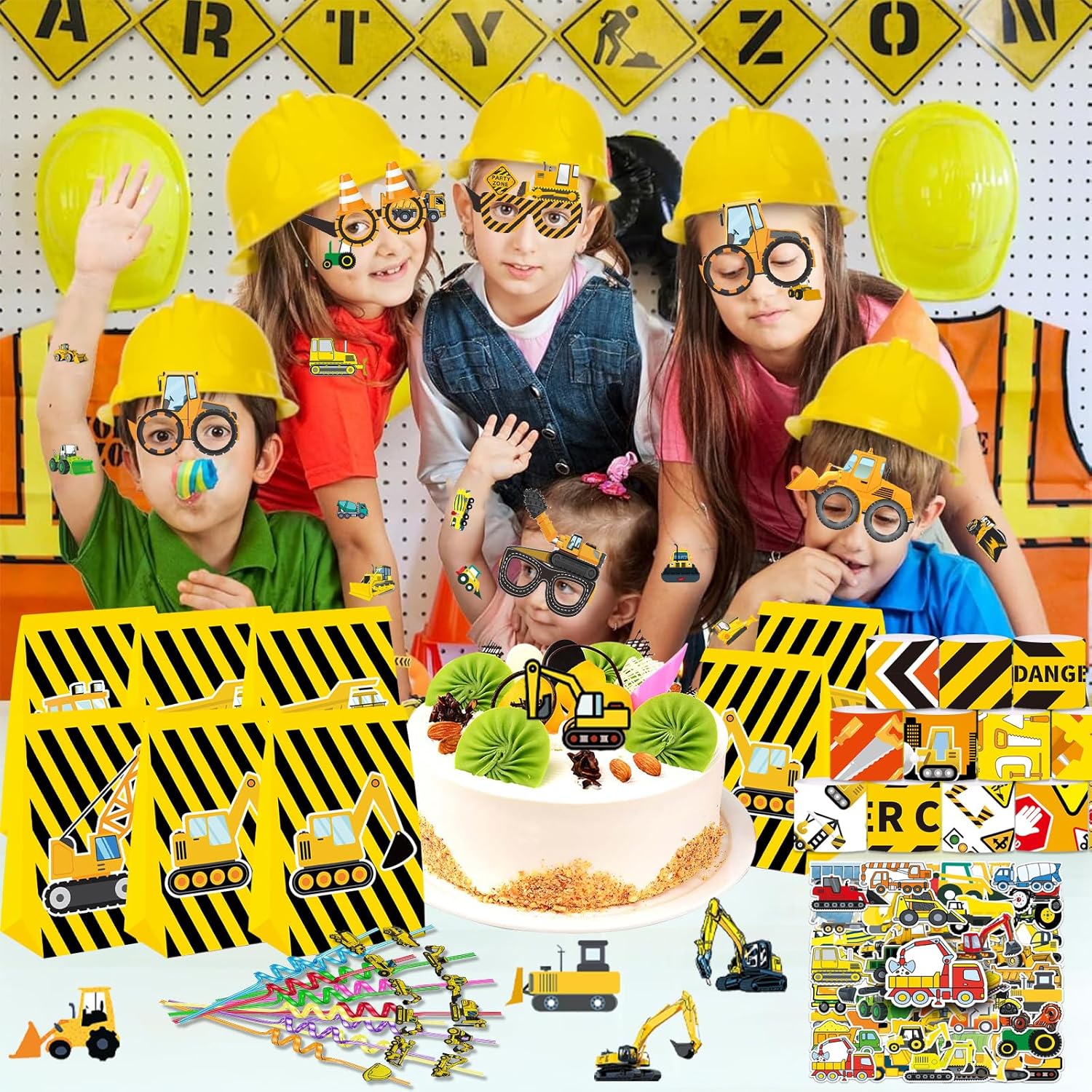 QICI 98pcs Construction Party Favors Supplies