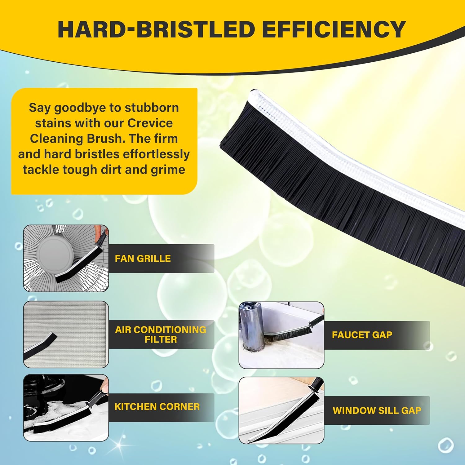 Hard Bristle Crevice Cleaning Brush 3 Pcs for Narrow Spaces